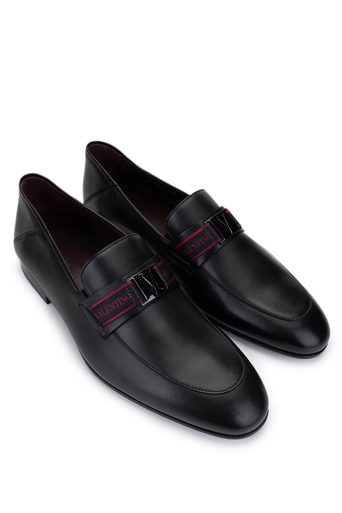 VALENTINO Erkek Hakiki Deri Siyah Loafer Ayakkabı
