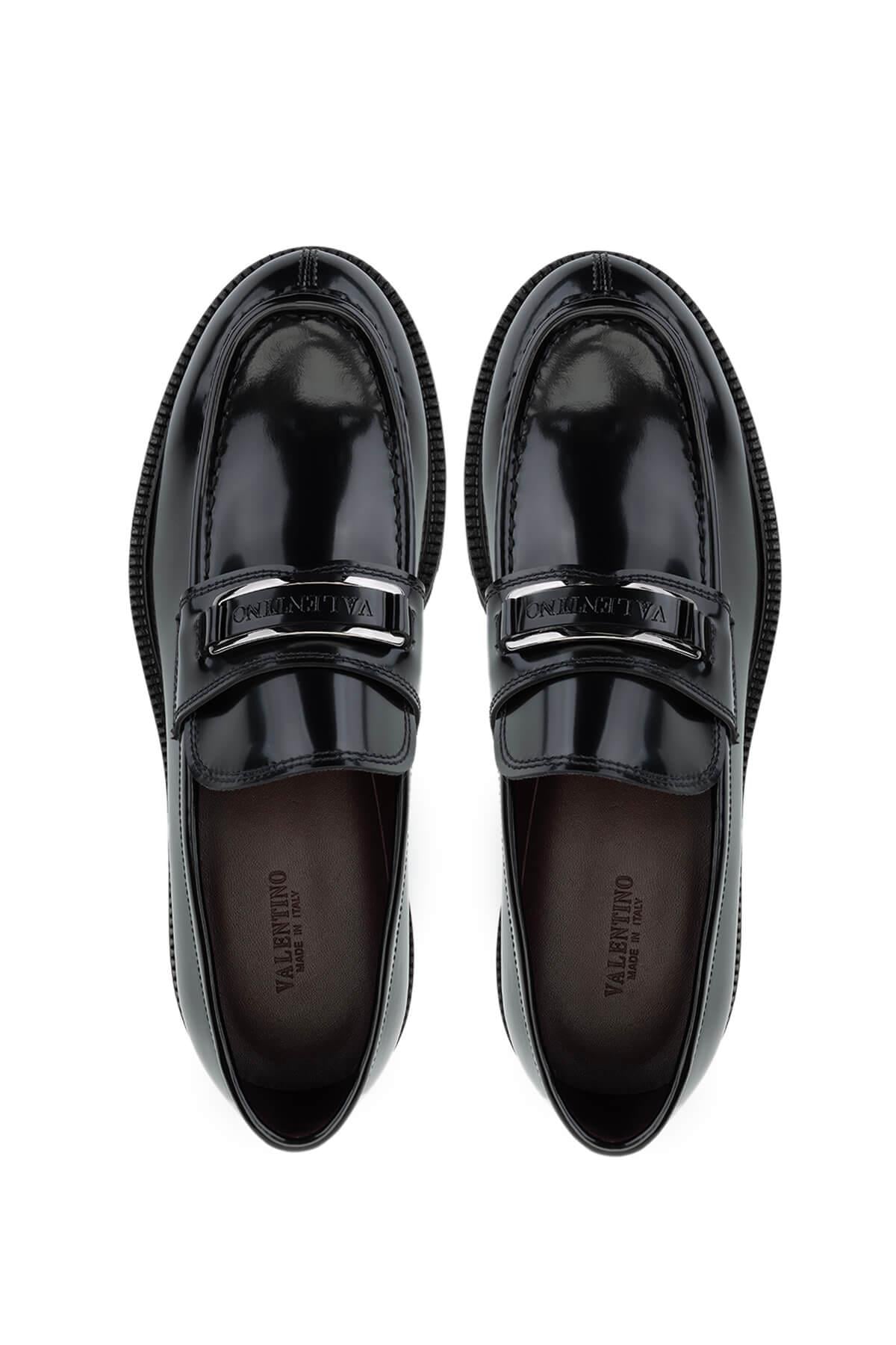 VALENTINO Erkek Hakiki Deri Siyah Loafer Ayakkabı