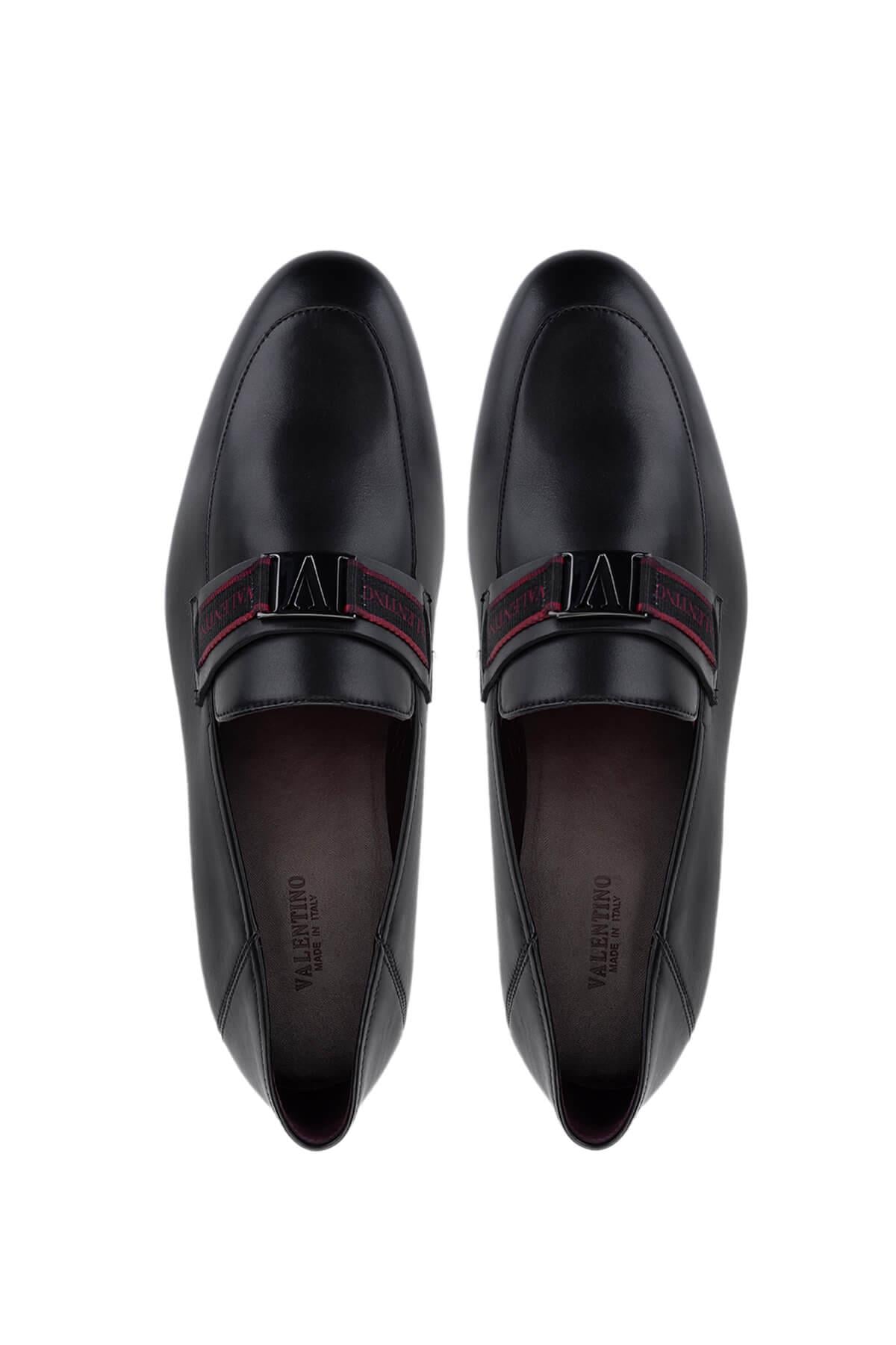 VALENTINO Erkek Hakiki Deri Siyah Loafer Ayakkabı