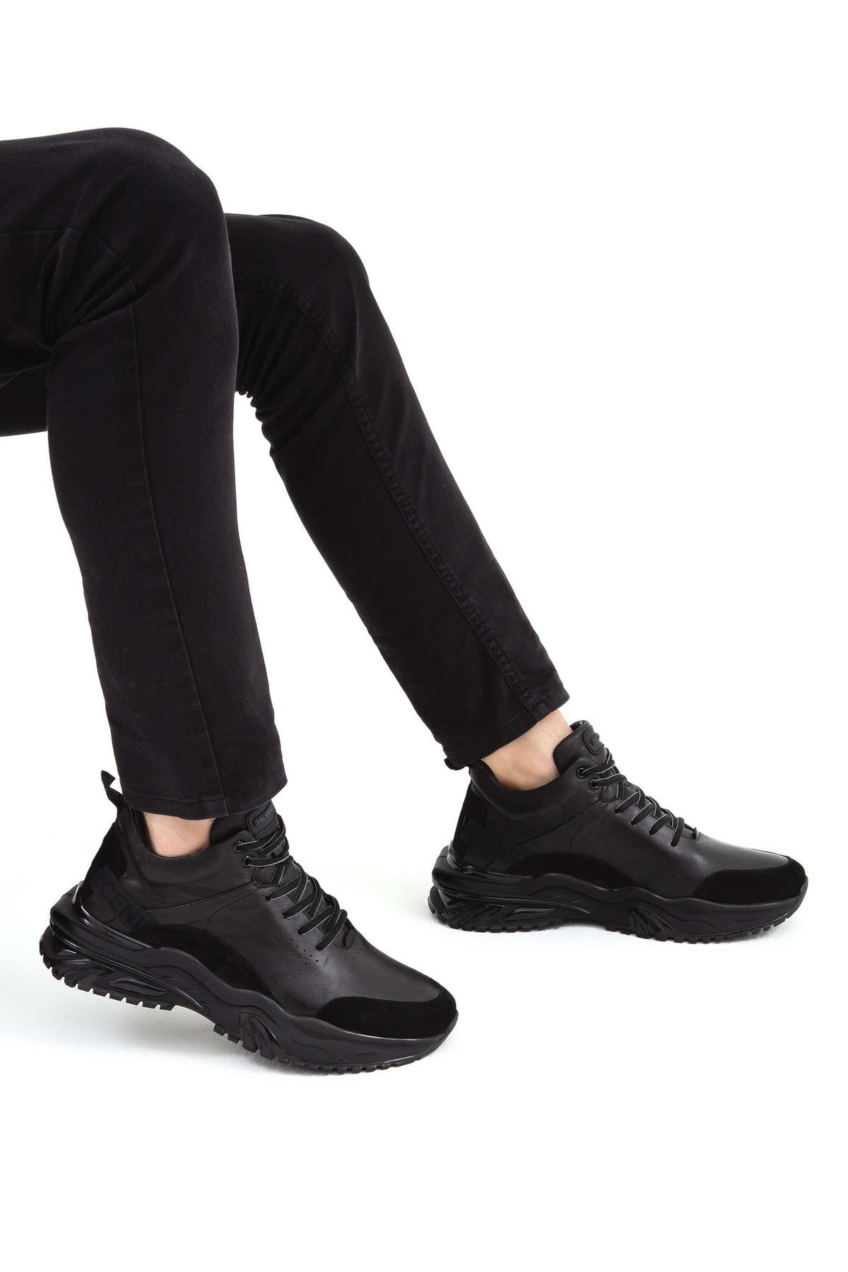 Valmenti Erkek Hakiki Deri Siyah Sneakers & Spor Ayakkabı