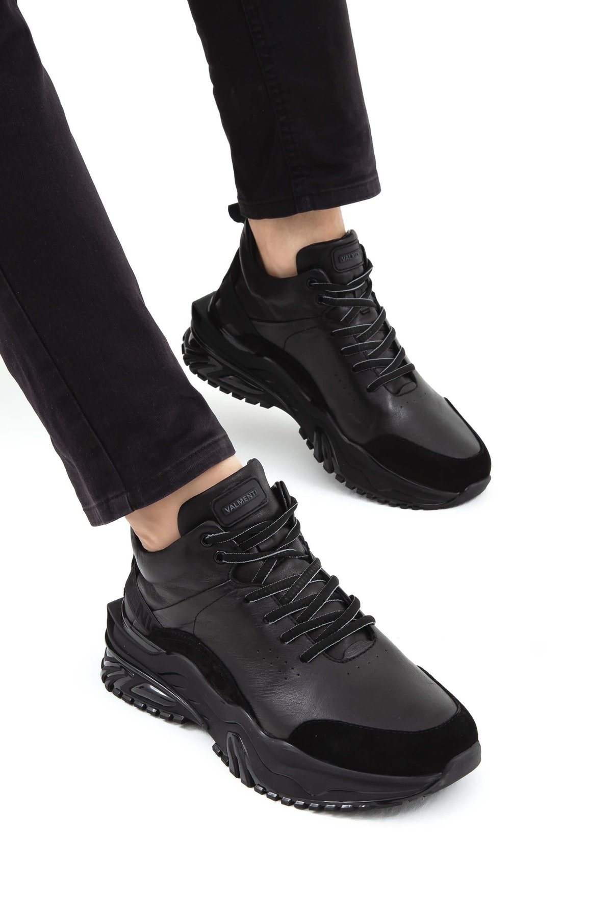 Valmenti Erkek Hakiki Deri Siyah Sneakers & Spor Ayakkabı