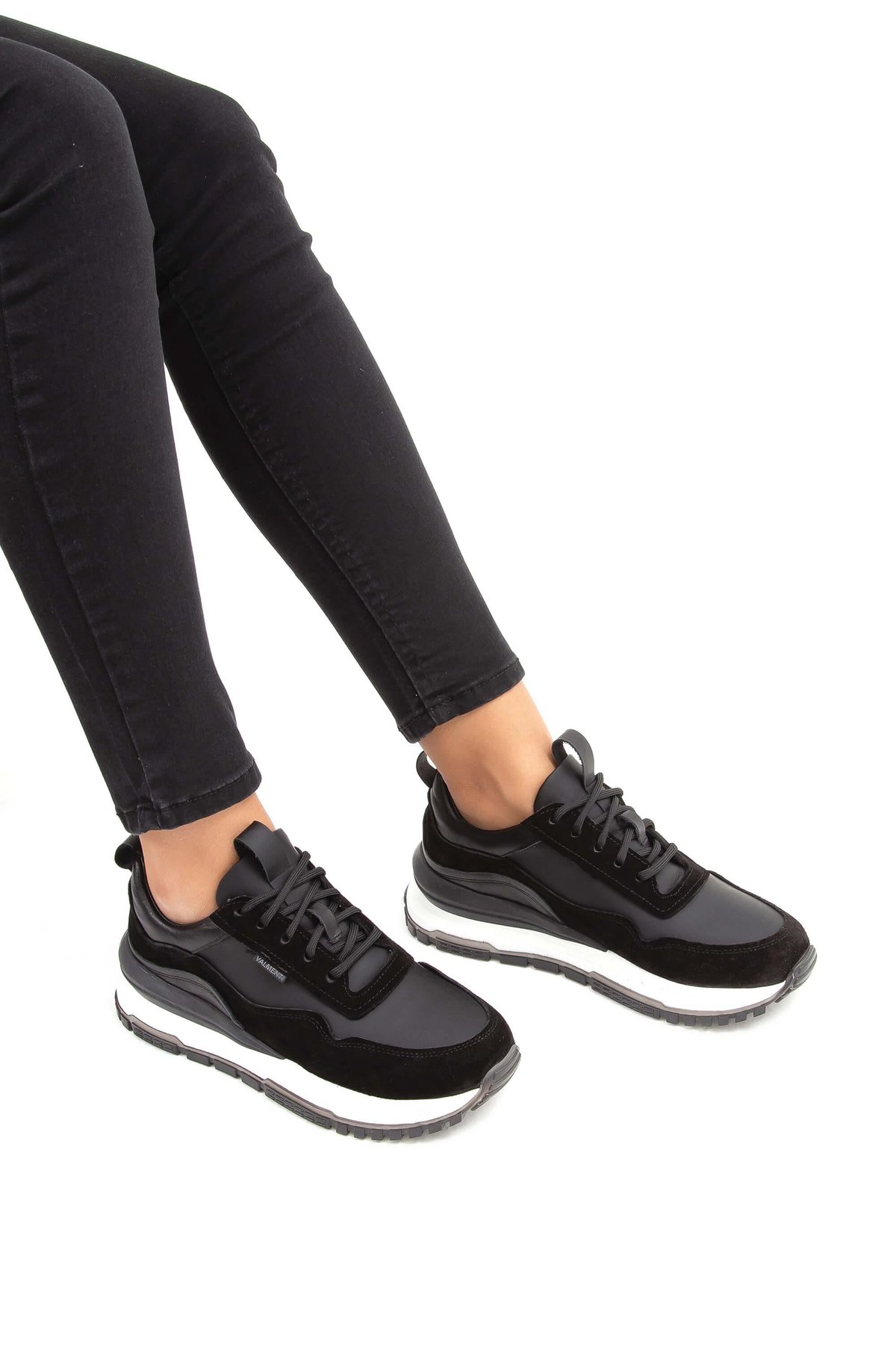 Valmenti Kadın Hakiki Deri Siyah Sneakers & Spor Ayakkabı