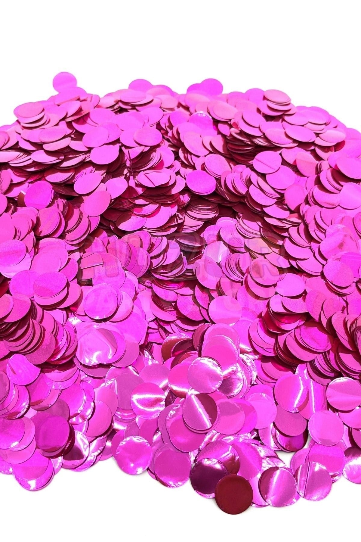 1 Paket Fuşya Balon Pulu Koyu Pembe Balon Içi Pul Konfetisi 10 Gram Konfetili Şeffaf Balon Pulu