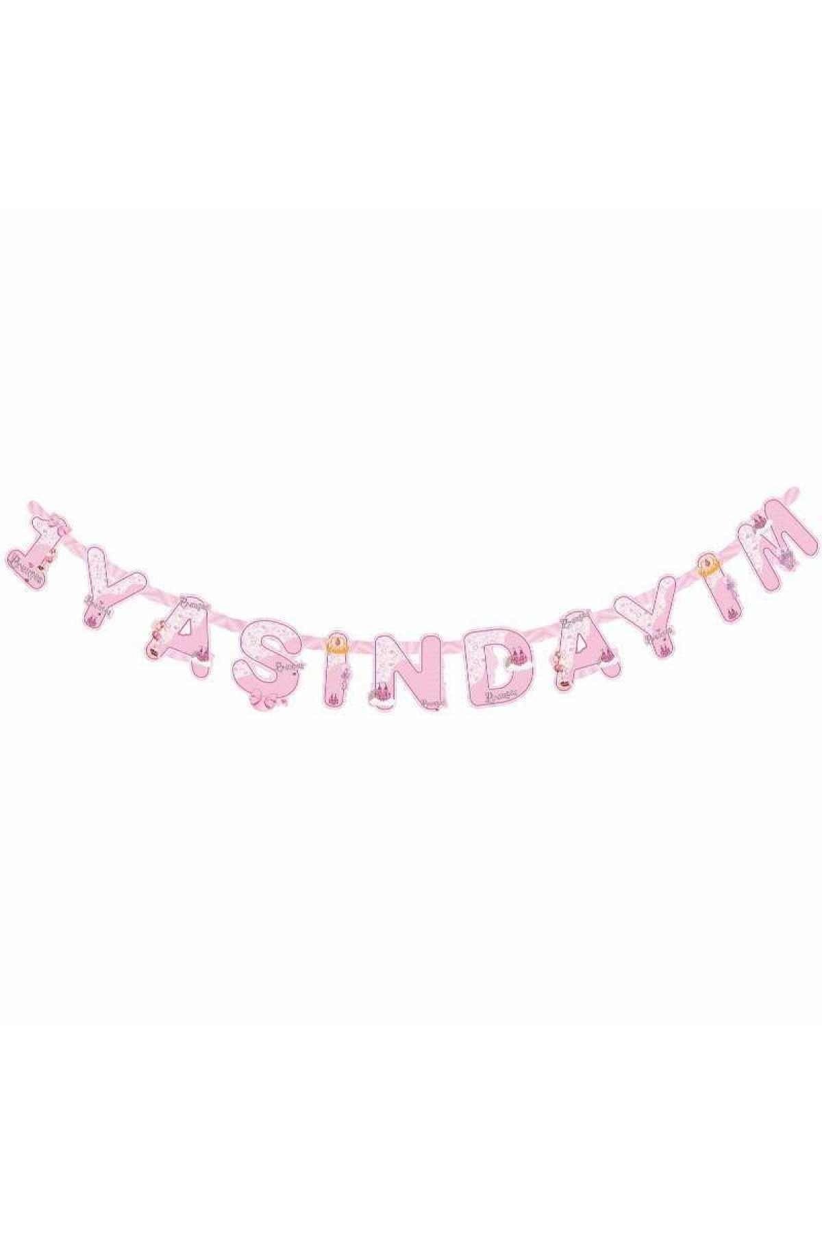 1 Yaşındayım Yazısı Doğum Günü Partisi Süsü Pembe Kız Temalı Konsept Ilk Yaş Karton Yazı Banner