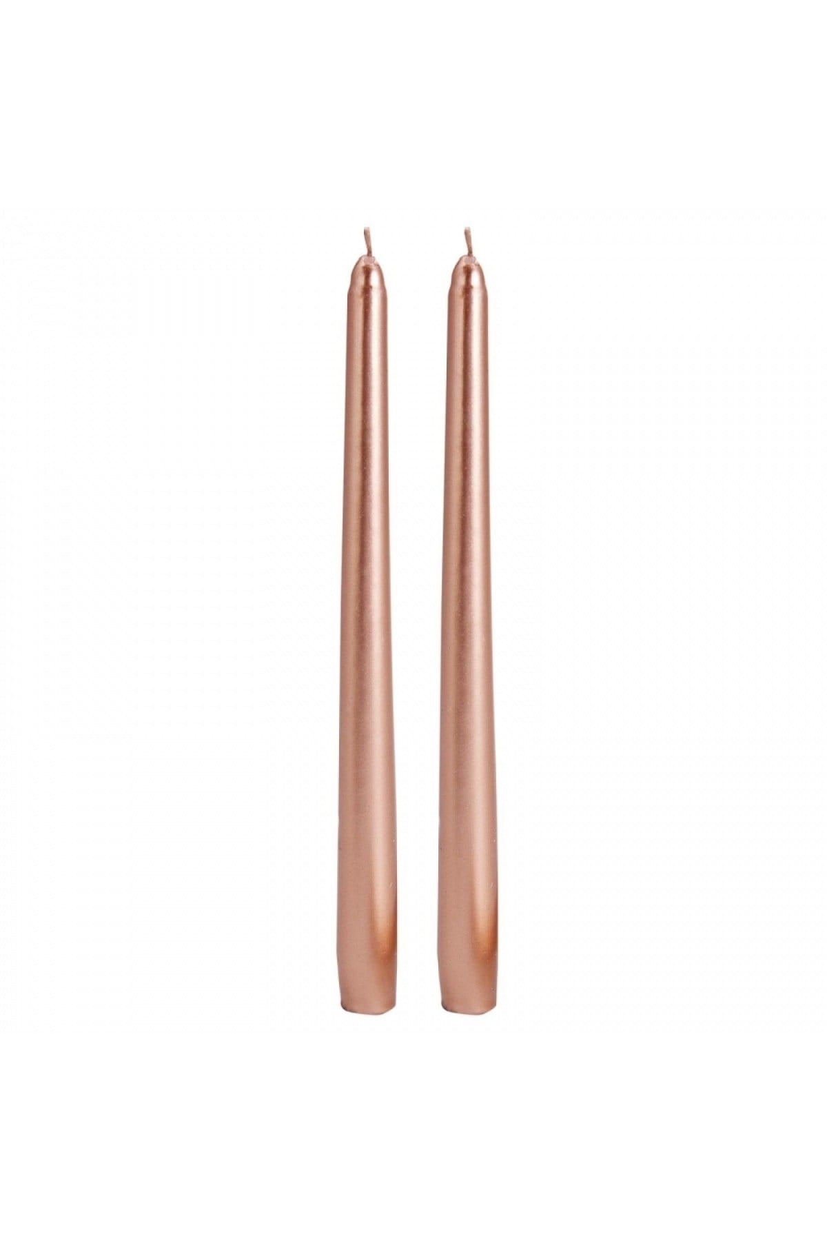 10 Adet Rose Gold Varaklı Metalik Renk Silindir Konik Şamdan Mumu Sedefli Uzun Ince 10lu 2x25 Cm