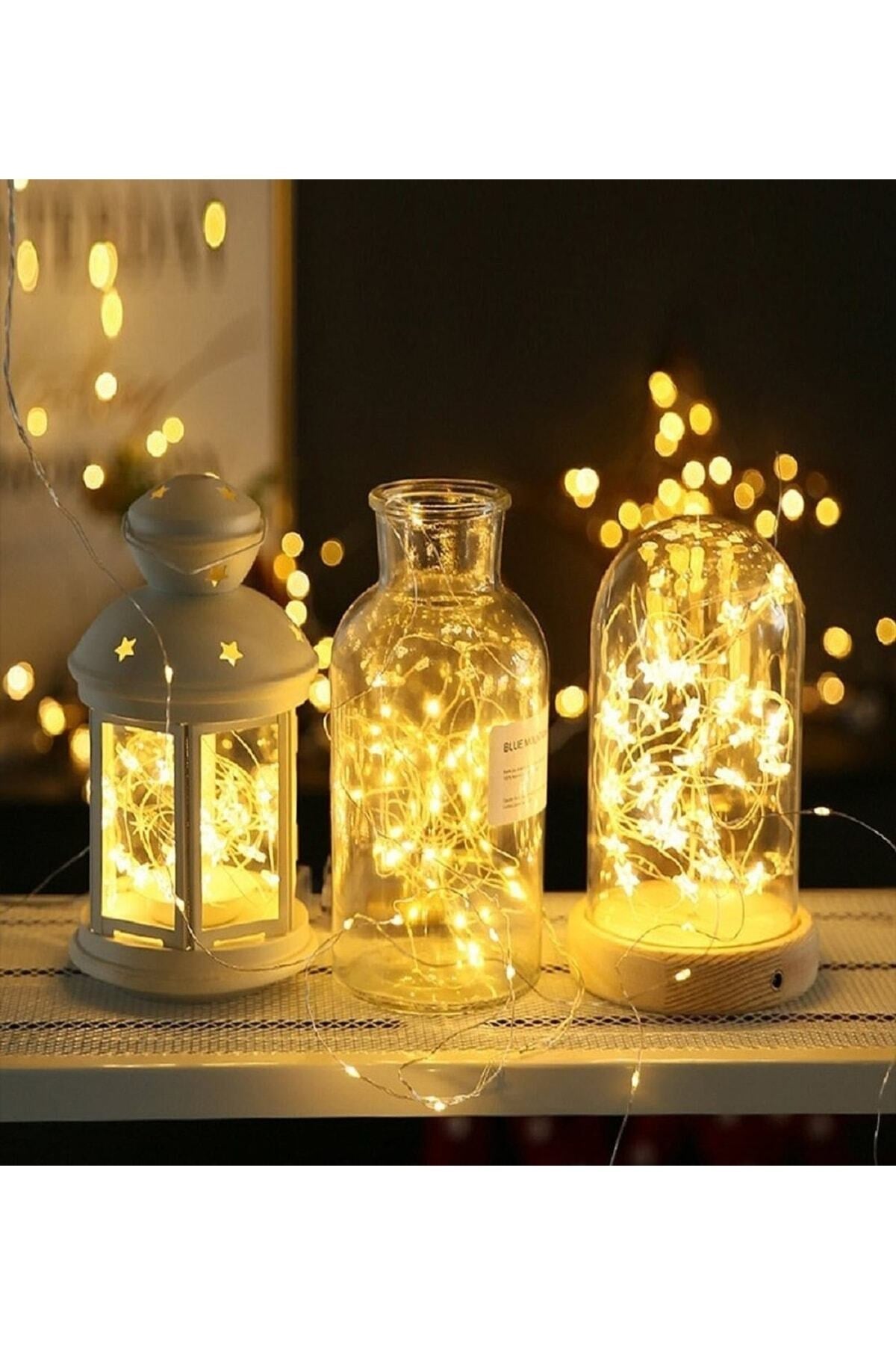 10 Metre Günışığı Ramazan Bayramı Işığı Dini Süsü Peri Led Işık Sarı Pilli Ledli Gece 3 Fonksiyon