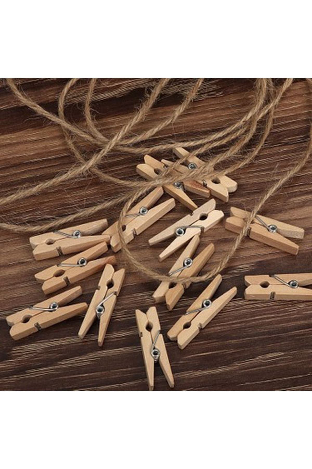 100 Adet Ahşap Renkli Tahta Minik Mandal Fotoğraf Asmalık Dekoratif Süsleme Mini Mandal