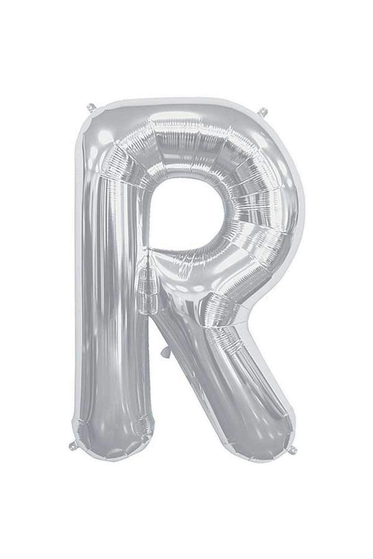 100 Cm Gümüş Büyük Boy Gri Folyo Balon 40 Inç Silver R Harfi