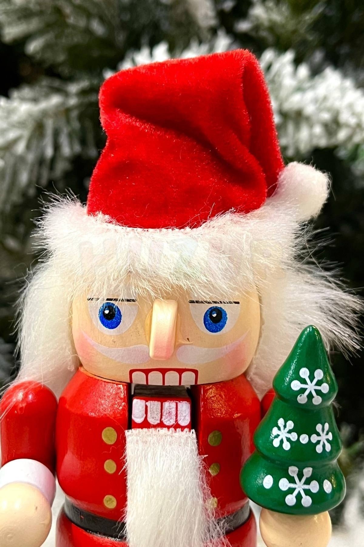 16 Cm Noel Baba Fındıkkıran Şapka Çam Ağacı Ekipman Detaylı Nutcracker Yılbaşı Yeni Yıl Dekoru