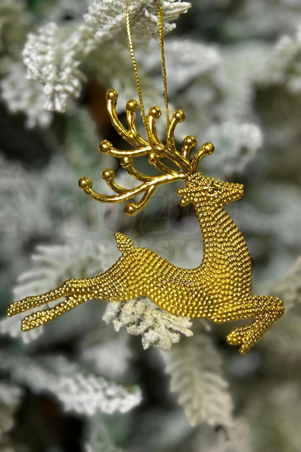 2 Adet Koşan Geyikler Yılbaşı Ağacı Süsü Gold Altın Sarısı Renkli Geyik 11x13 Cm Yeni Yıl Çam Ağaç