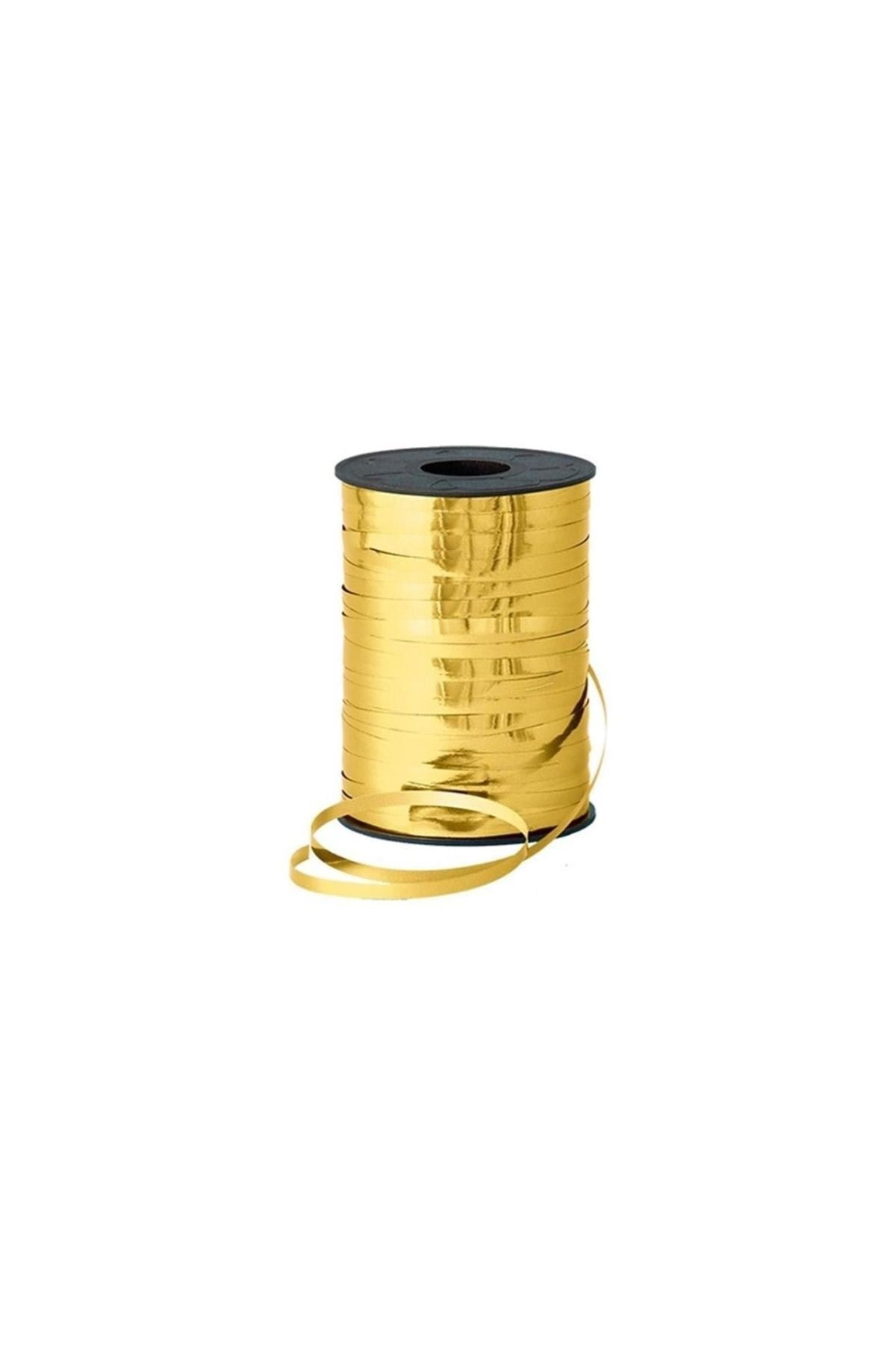 200 Metre Parlak Gold Renkli Metalik Şerit Altın Rafya 8mm Balon Ipi Plastik Balon Süsleme Kurdelesi