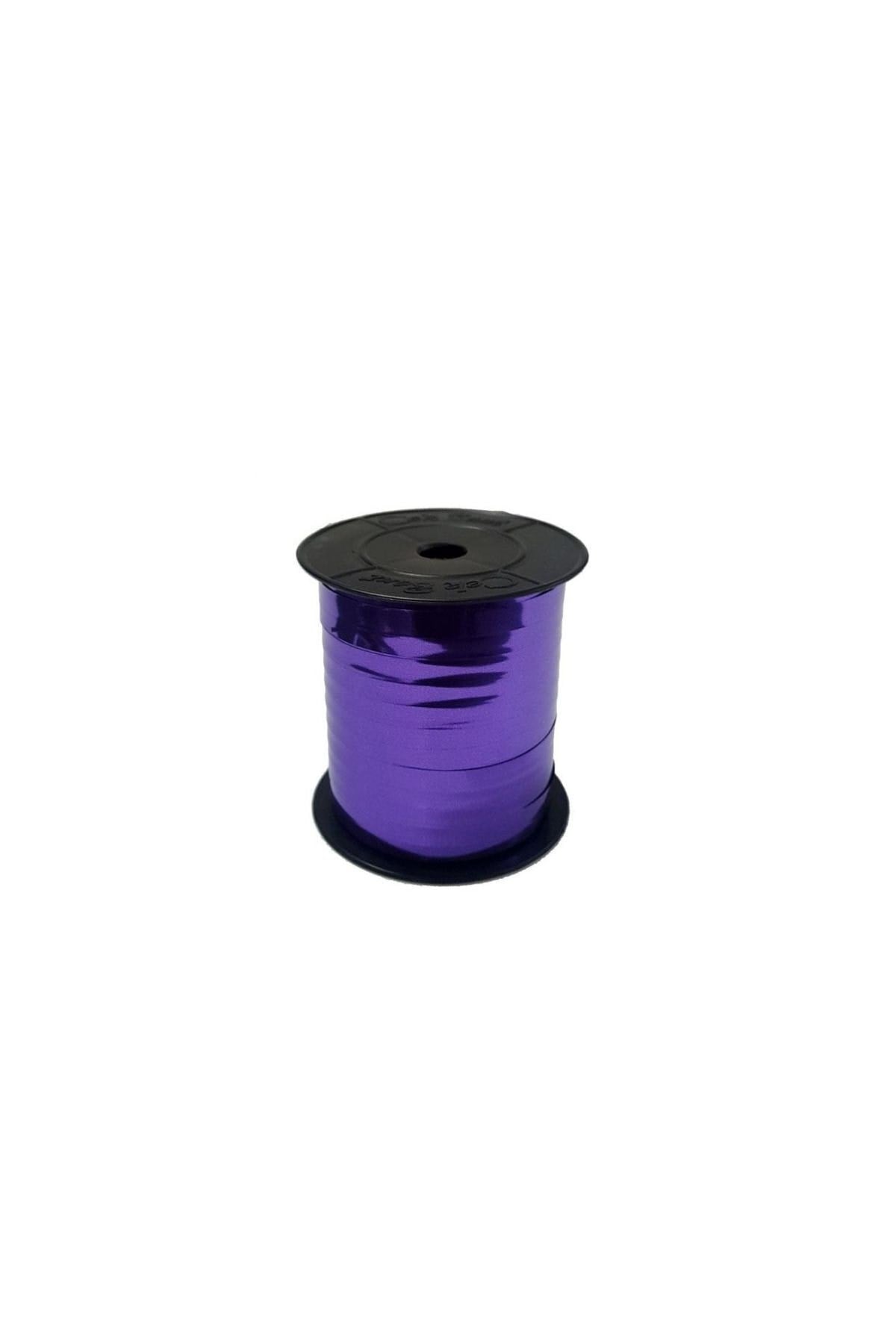 200 Metre Parlak Mor Renkli Metalik Şerit Rafya 8 Mm Balon Ipi Plastik Balon Süsleme Kurdelesi