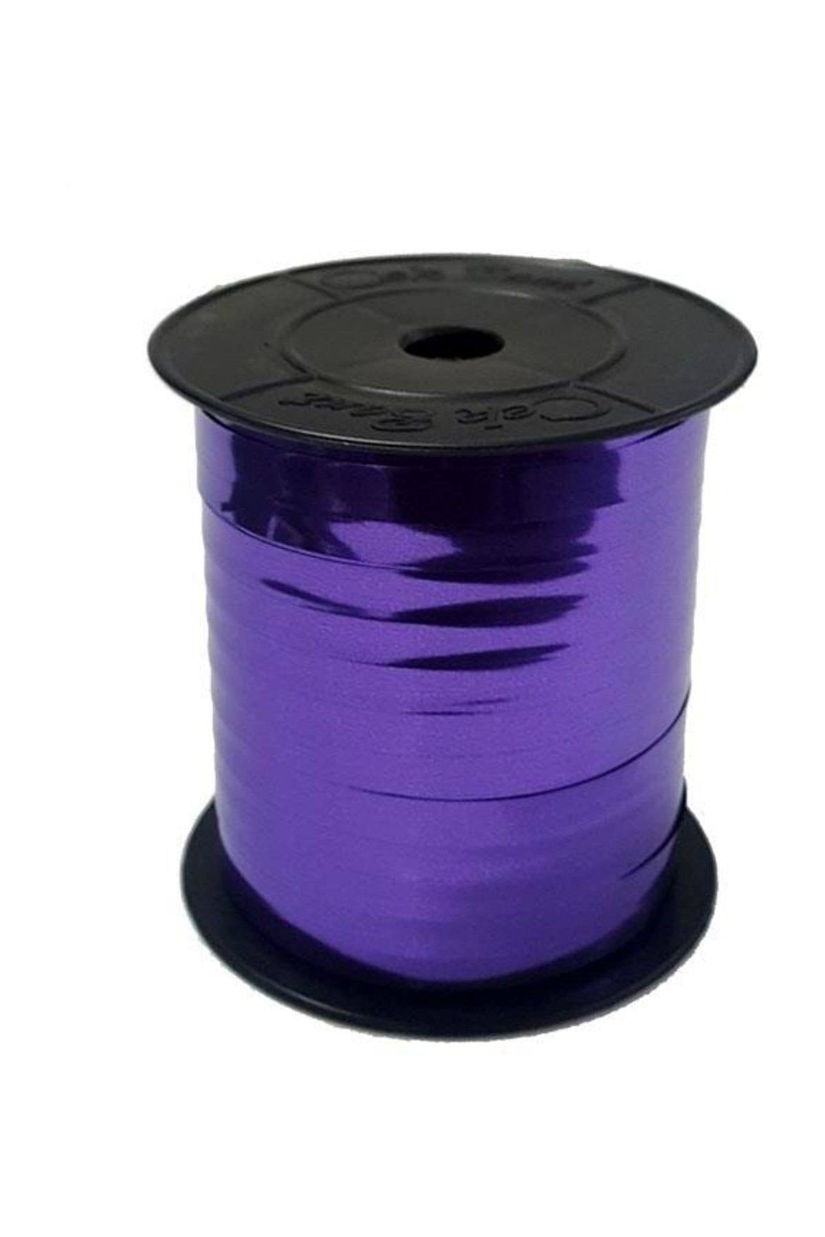 200 Metre Parlak Mor Renkli Metalik Şerit Rafya 8 Mm Balon Ipi Plastik Balon Süsleme Kurdelesi