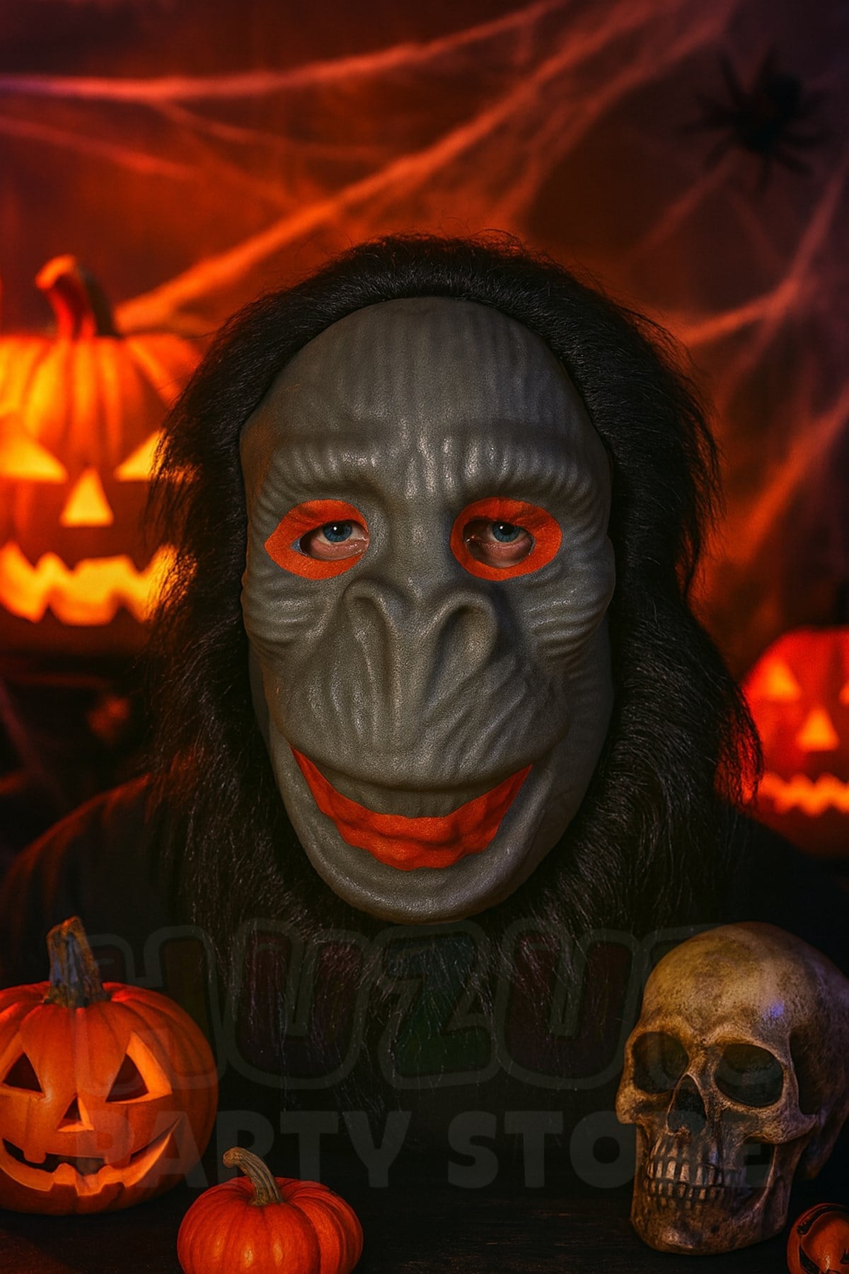 24x24 Cm Saçlı Goril Maske Sünger Yapılı Plastik Cadılar Bayramı Halloween Parti Kostüm Aksesuar