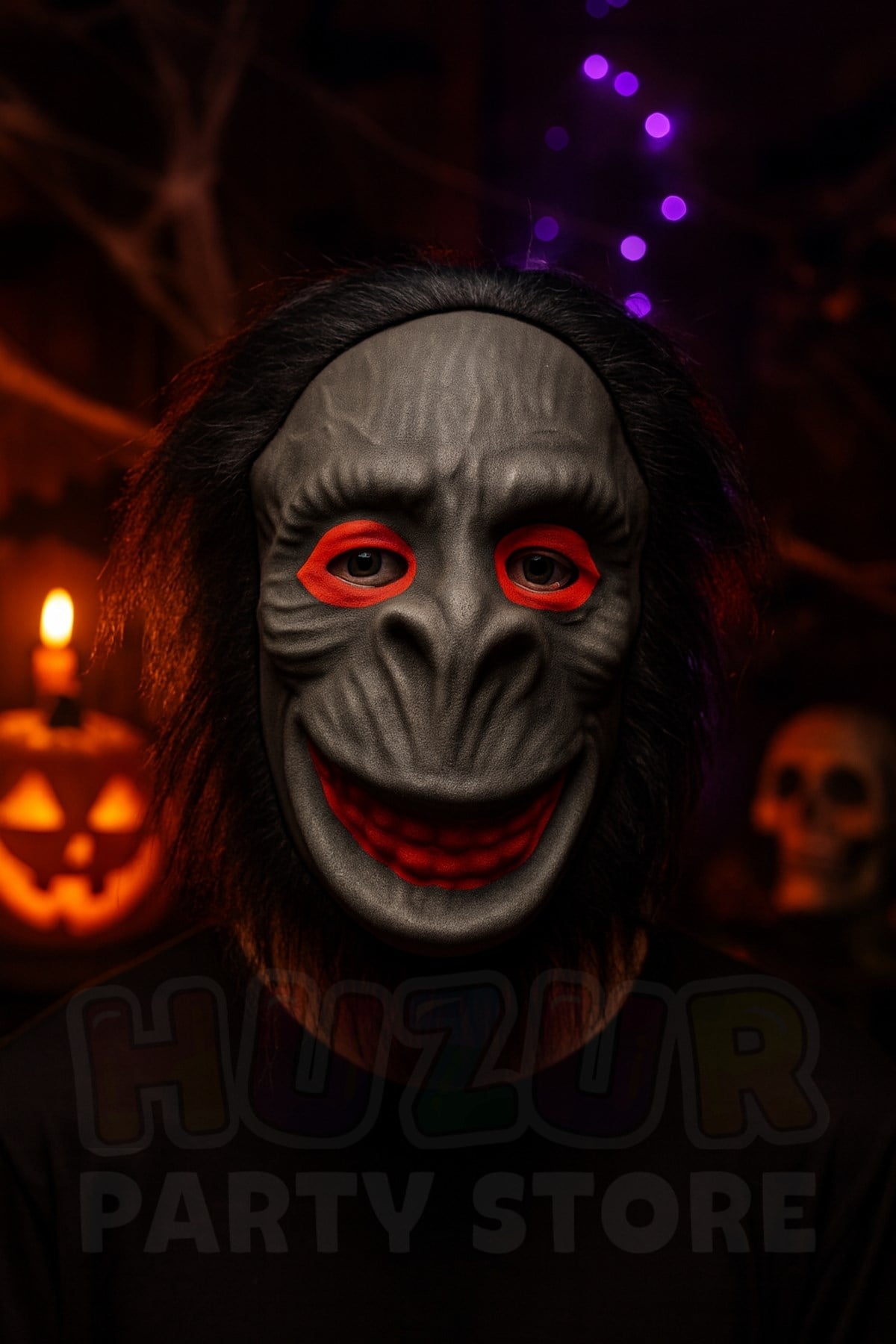 24x24 Cm Saçlı Goril Maske Sünger Yapılı Plastik Cadılar Bayramı Halloween Parti Kostüm Aksesuar