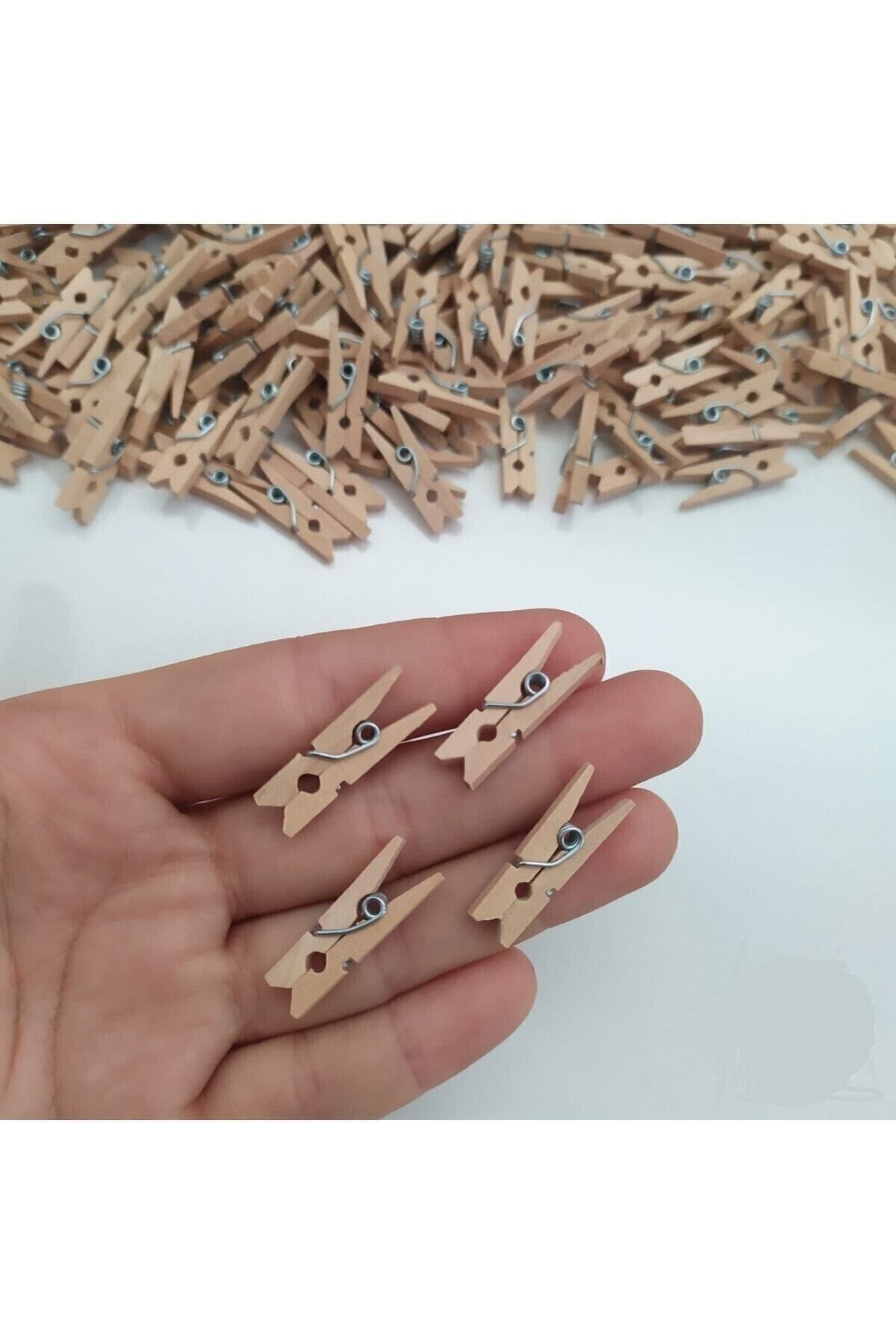 25 Adet Ahşap Renkli Fotoğraf Asmalık Dekoratif Süsleme Tahta Minik Mini Mandal