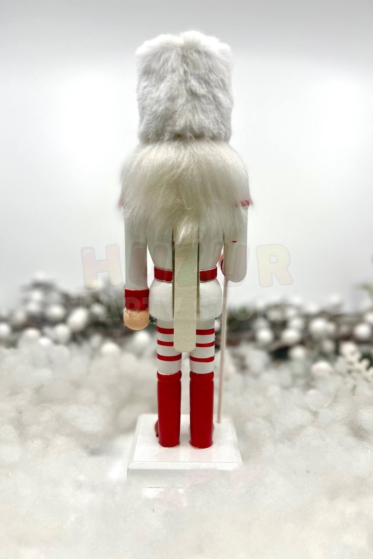 25 Cm Baltalı Fındıkkıran Kırmızı Beyaz Renkli Kurşun Asker Beyaz Kavuklu Yılbaşı Yeni Yıl Dekoru