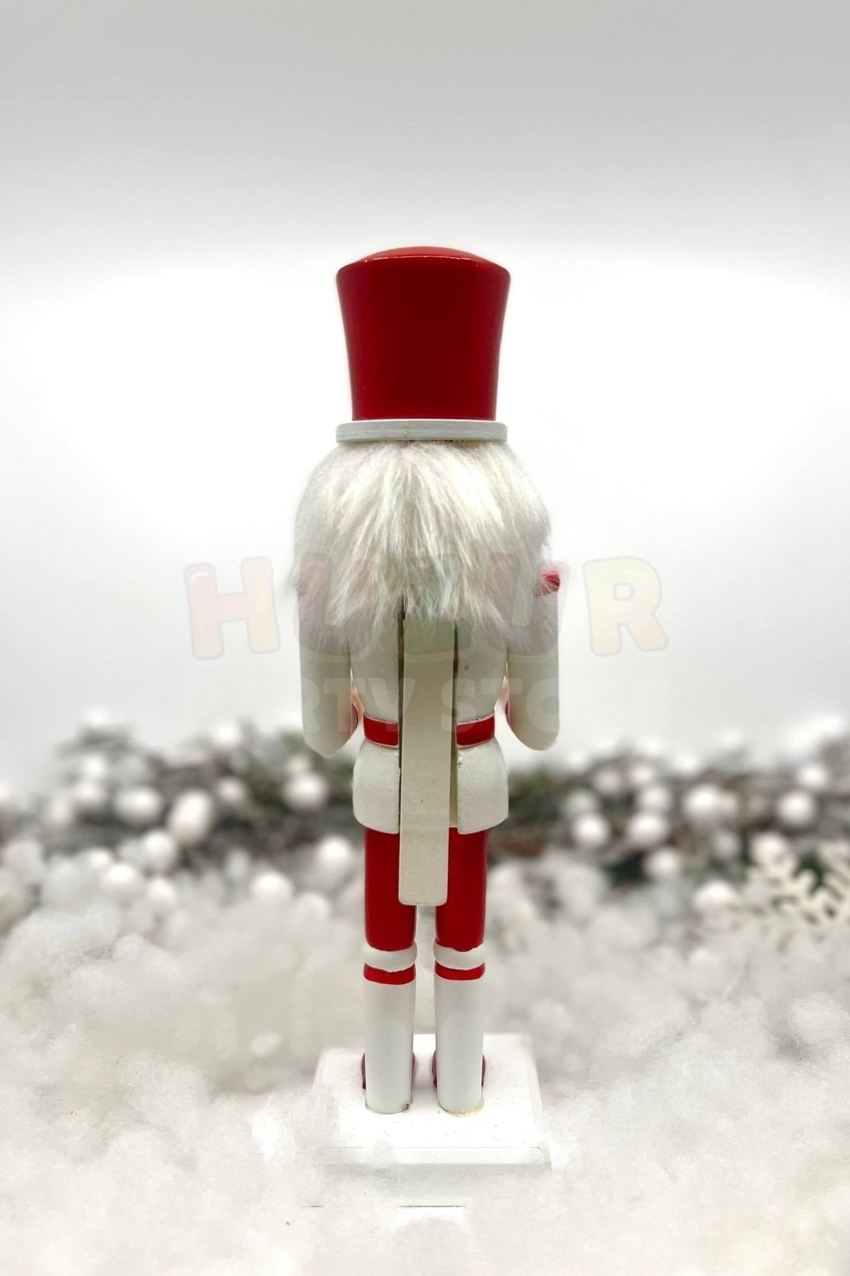 25 Cm Davullu Fındıkkıran Kırmızı Beyaz Renkli Kurşun Asker Nutcracker Yılbaşı Yeni Yıl Dekoru