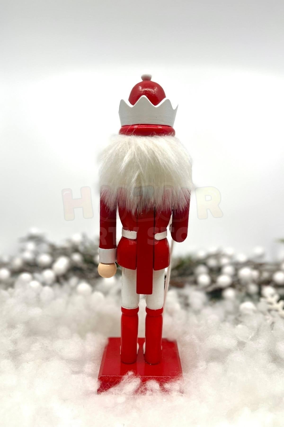 25 Cm Mızraklı Fındıkkıran Kırmızı Beyaz Renkli Kurşun Asker Nutcracker Yılbaşı Yeni Yıl Dekoru