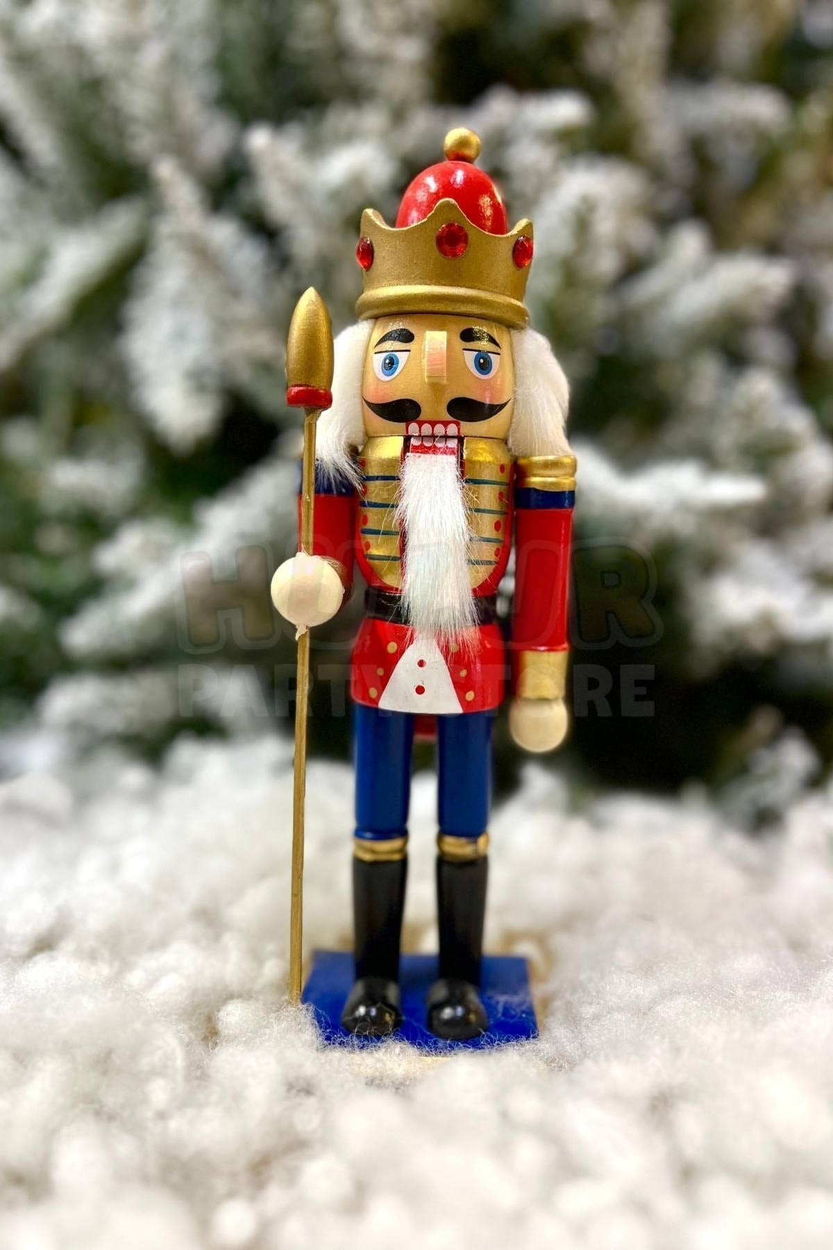 25 cm Mızraklı Fındıkkıran Kırmızı Lacivert Gold Renk Kurşun Asker Nutcracker Yılbaşı Yeni Yıl Dekor