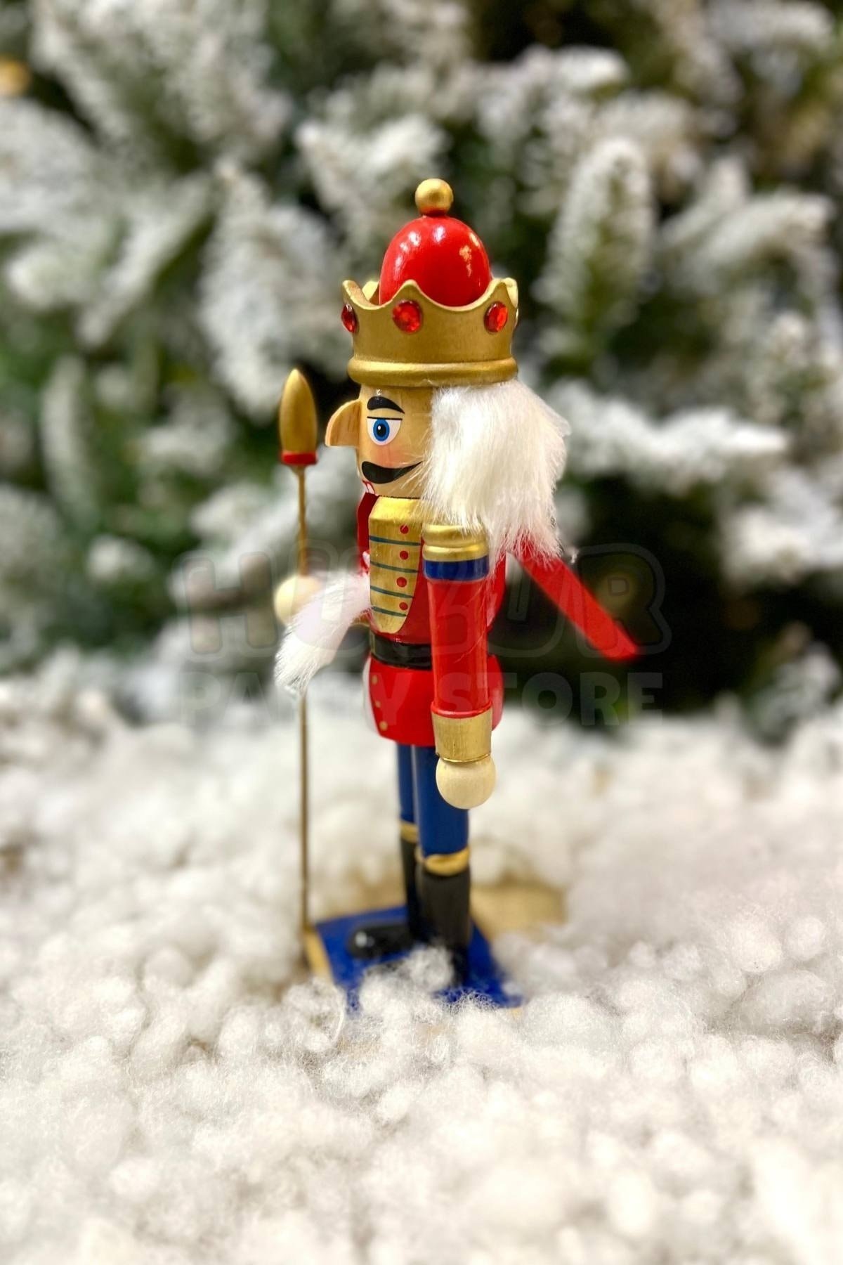 25 cm Mızraklı Fındıkkıran Kırmızı Lacivert Gold Renk Kurşun Asker Nutcracker Yılbaşı Yeni Yıl Dekor