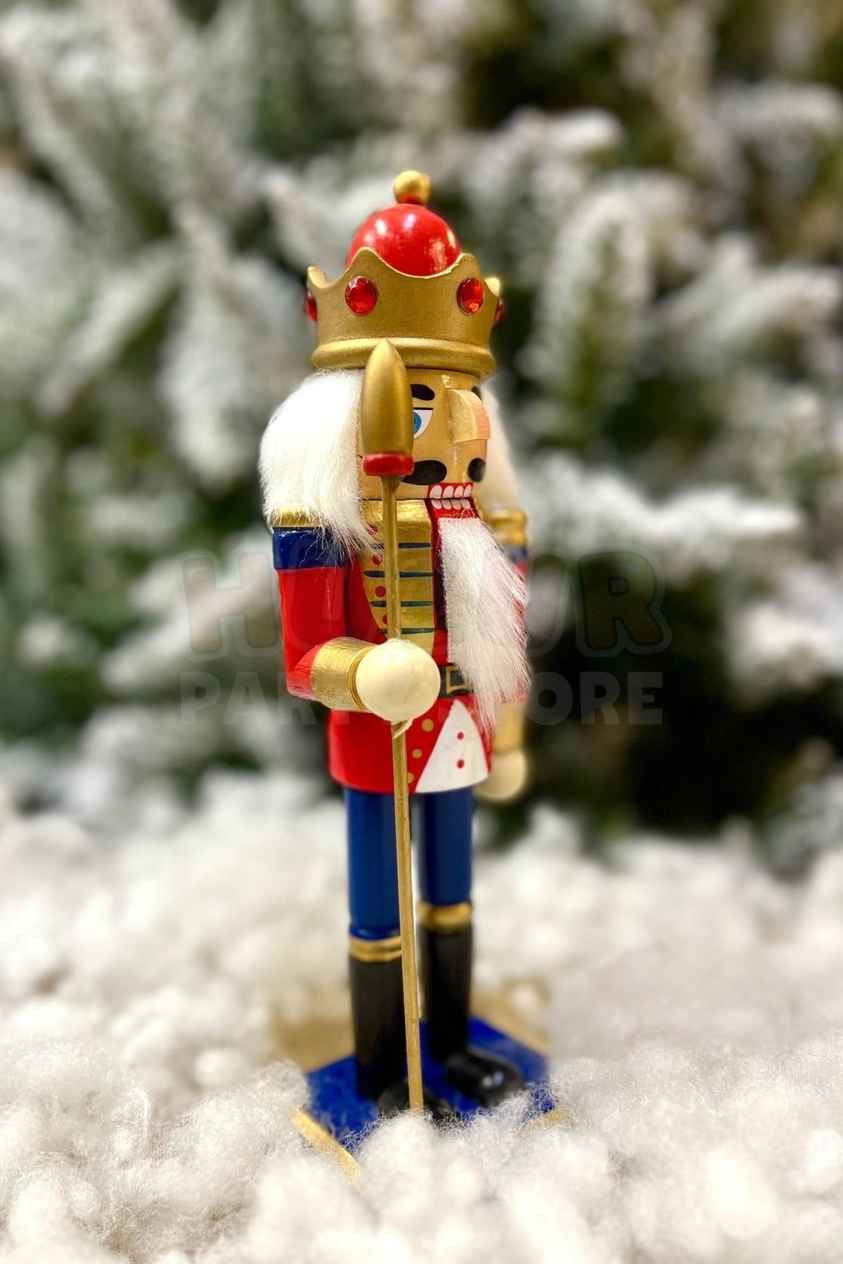 25 cm Mızraklı Fındıkkıran Kırmızı Lacivert Gold Renk Kurşun Asker Nutcracker Yılbaşı Yeni Yıl Dekor