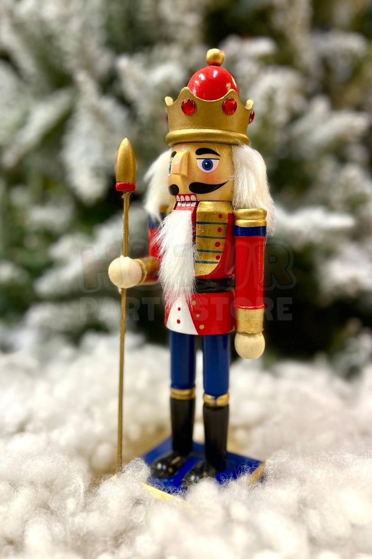 25 cm Mızraklı Fındıkkıran Kırmızı Lacivert Gold Renk Kurşun Asker Nutcracker Yılbaşı Yeni Yıl Dekor