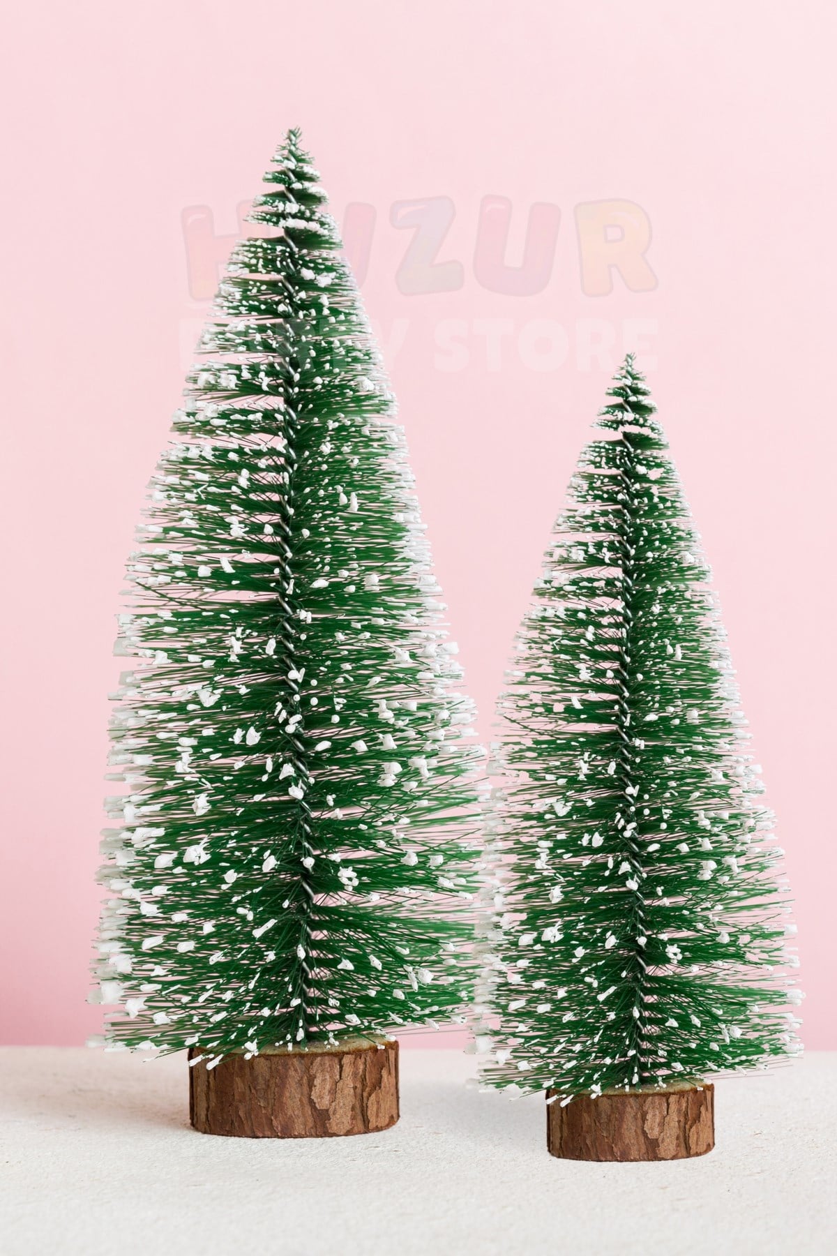 2li Set Nevada Ağaç 10-15 cm Mini Masa Üzeri Yılbaşı Çam Ağacı Hediyelik Karlı Yılbaşı Hediyesi