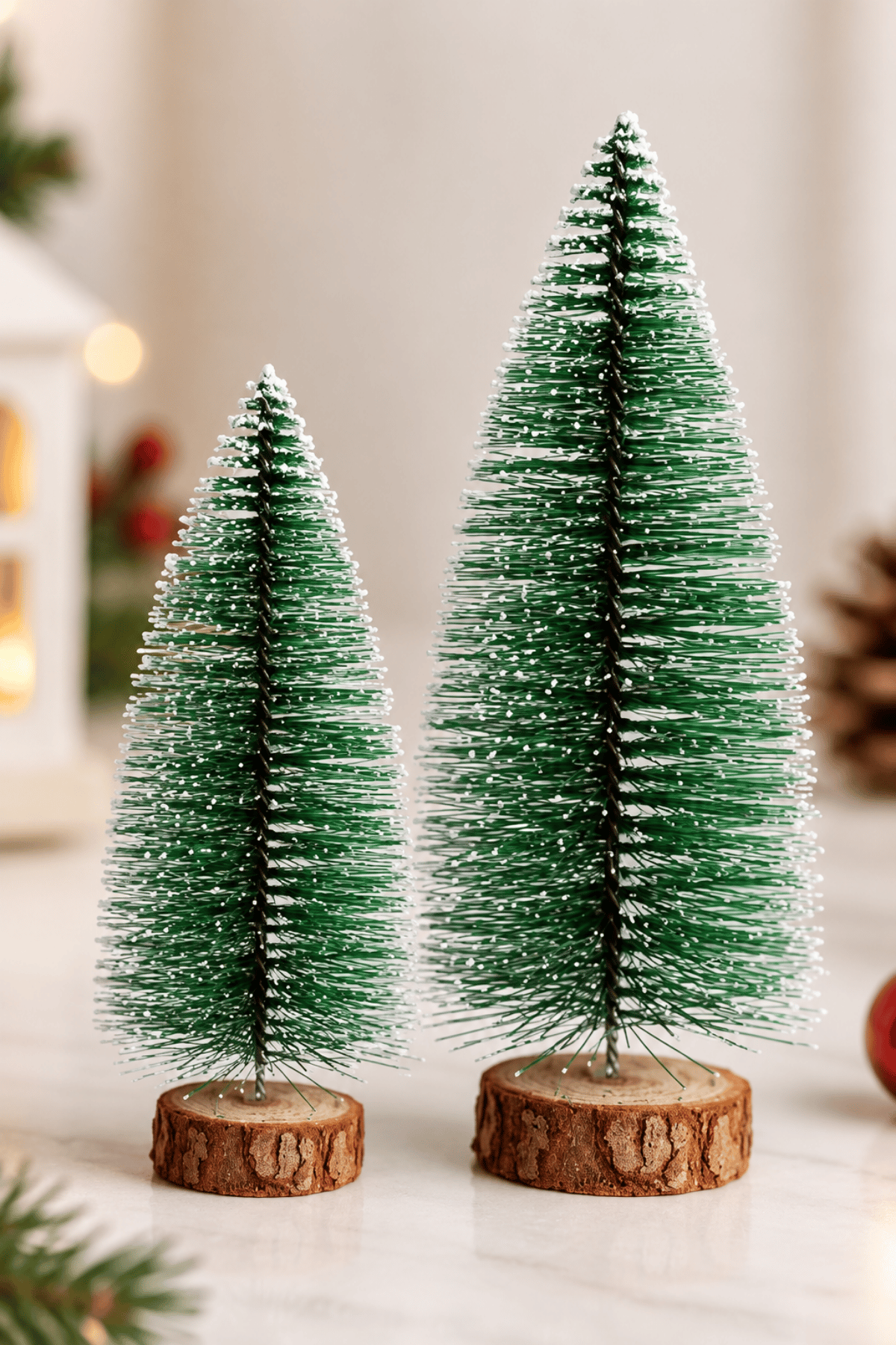 2li Set Nevada Ağaç 10-15 cm Mini Masa Üzeri Yılbaşı Çam Ağacı Hediyelik Karlı Yılbaşı Hediyesi