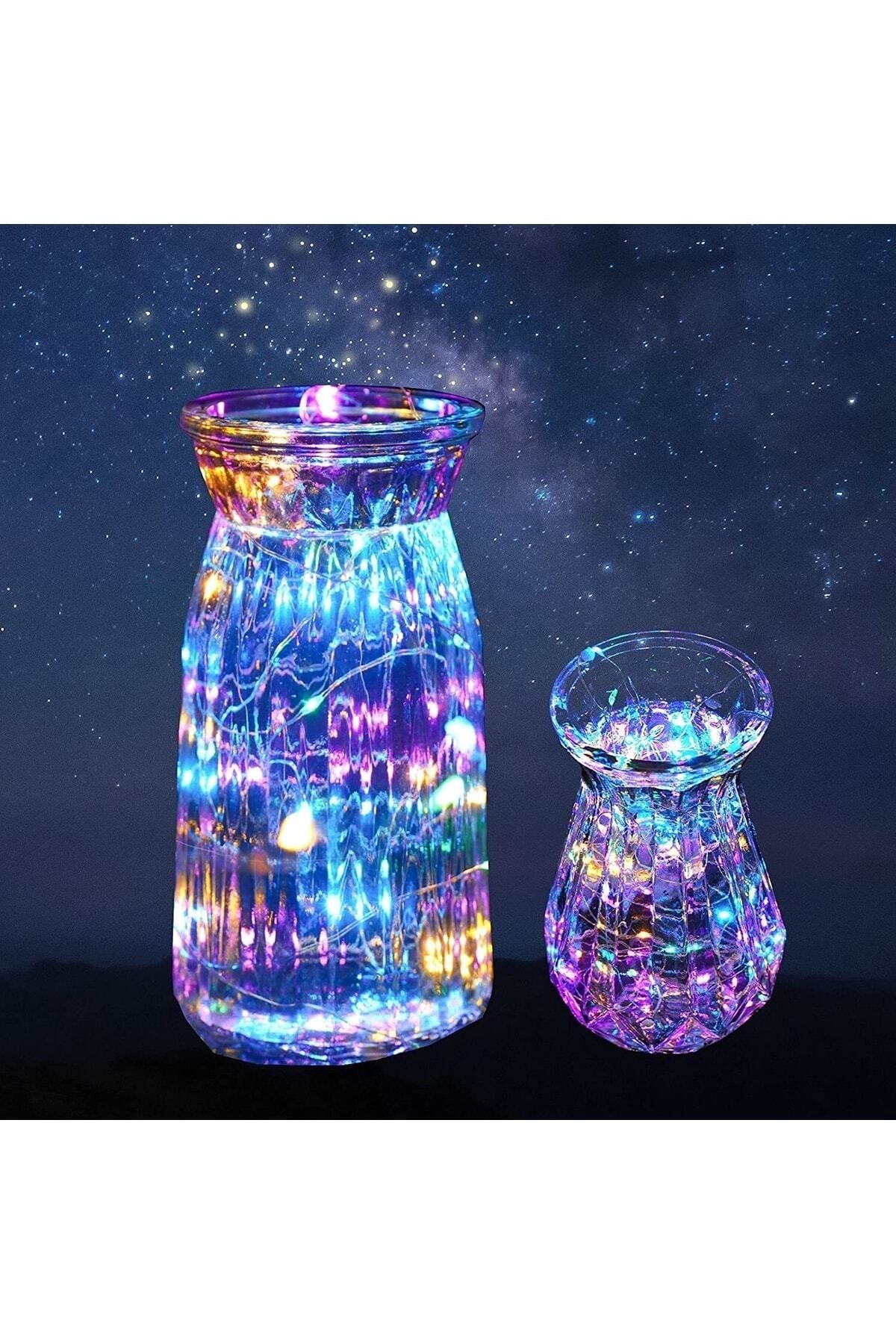 3 Metre Karışık Renkli Ramazan Bayramı Dini Işığı Süsü Peri Led Işık Dekoratif Pilli 3 Fonksiyonlu