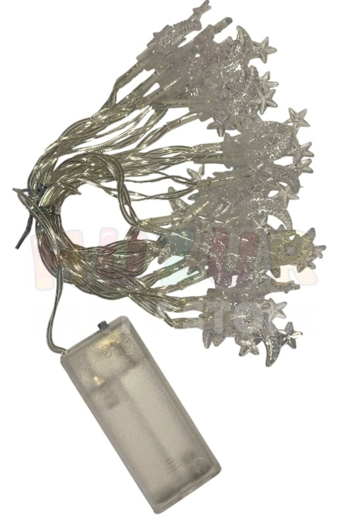 3 Yıldız 1 Hilal Ay Figürlü Led Işık 3 Metre Hoşgeldin Ramazan Bayramı 20 Ledli Günışığı Pilli Süs