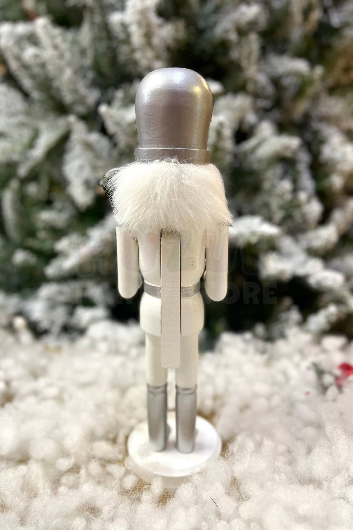 30 Cm Davullu Fındıkkıran Gümüş Gri Beyaz Renkli Kurşun Asker Nutcracker Yılbaşı Yeni Yıl Dekoru
