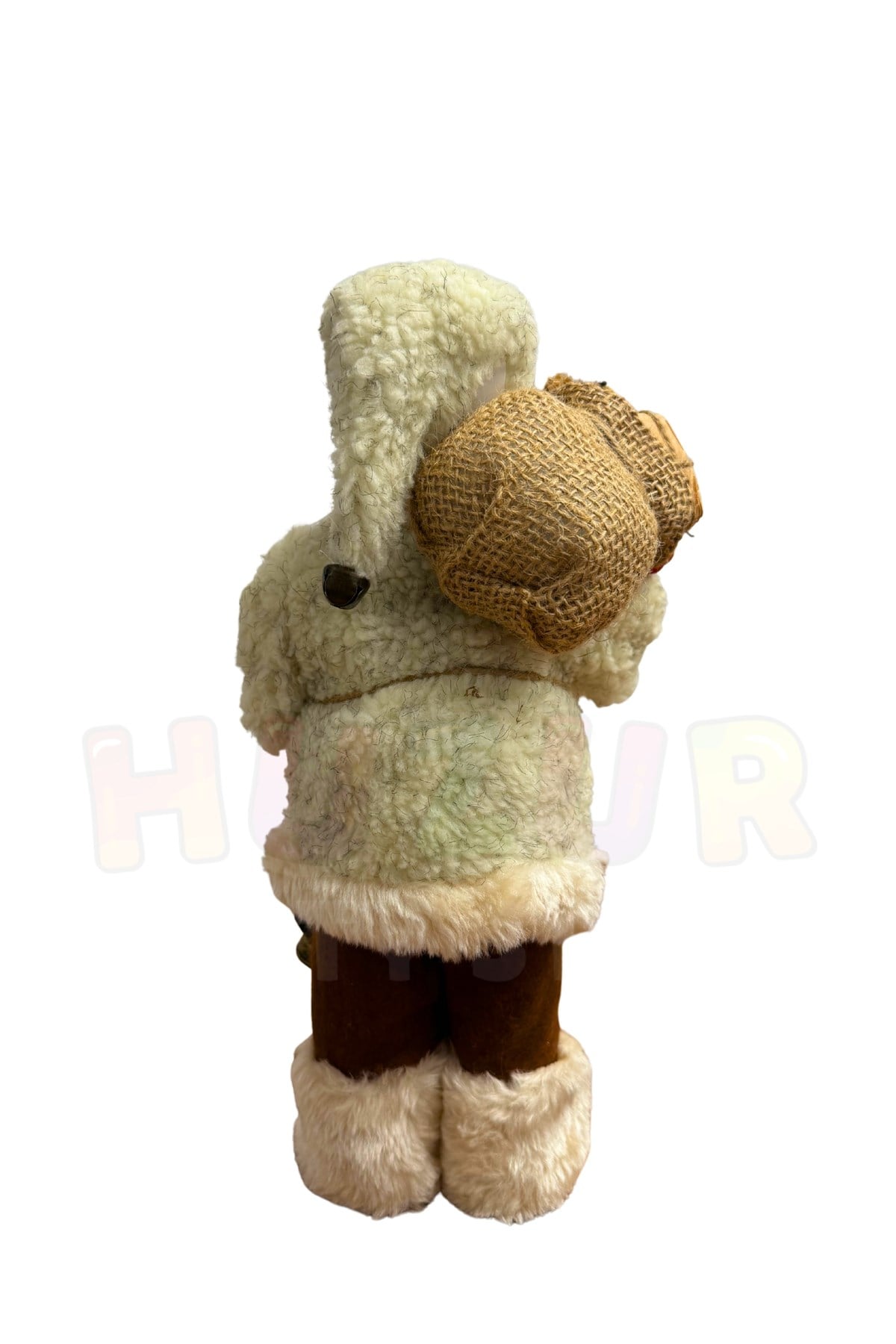 30 cm Kahverengi Noel Baba Figürü Fener ve Hediye Çuvalı Detay Yılbaşı Ağaç Dekoratif Masaüstü Süs