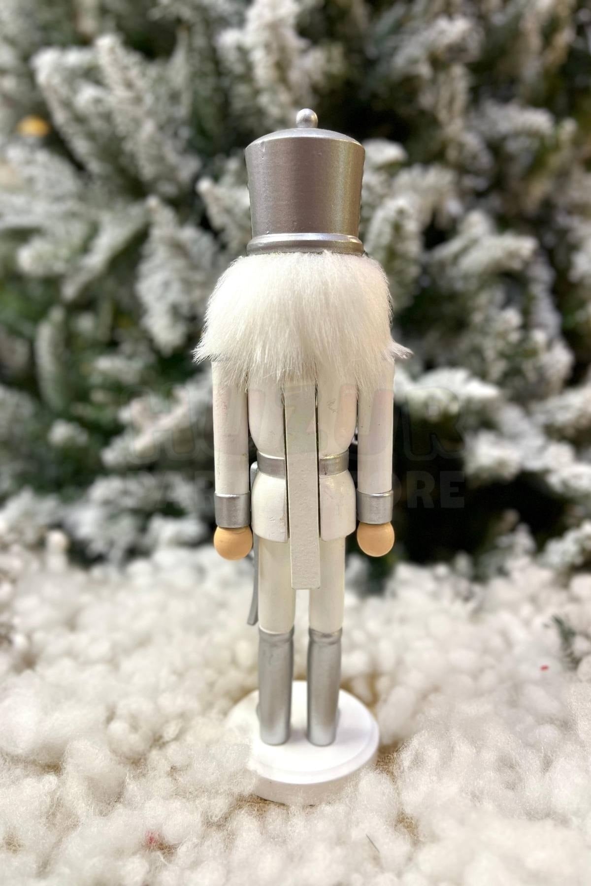 30 Cm Kılıçlı Fındıkkıran Gümüş Gri Beyaz Renkli Kurşun Asker Nutcracker Yılbaşı Yeni Yıl Dekoru