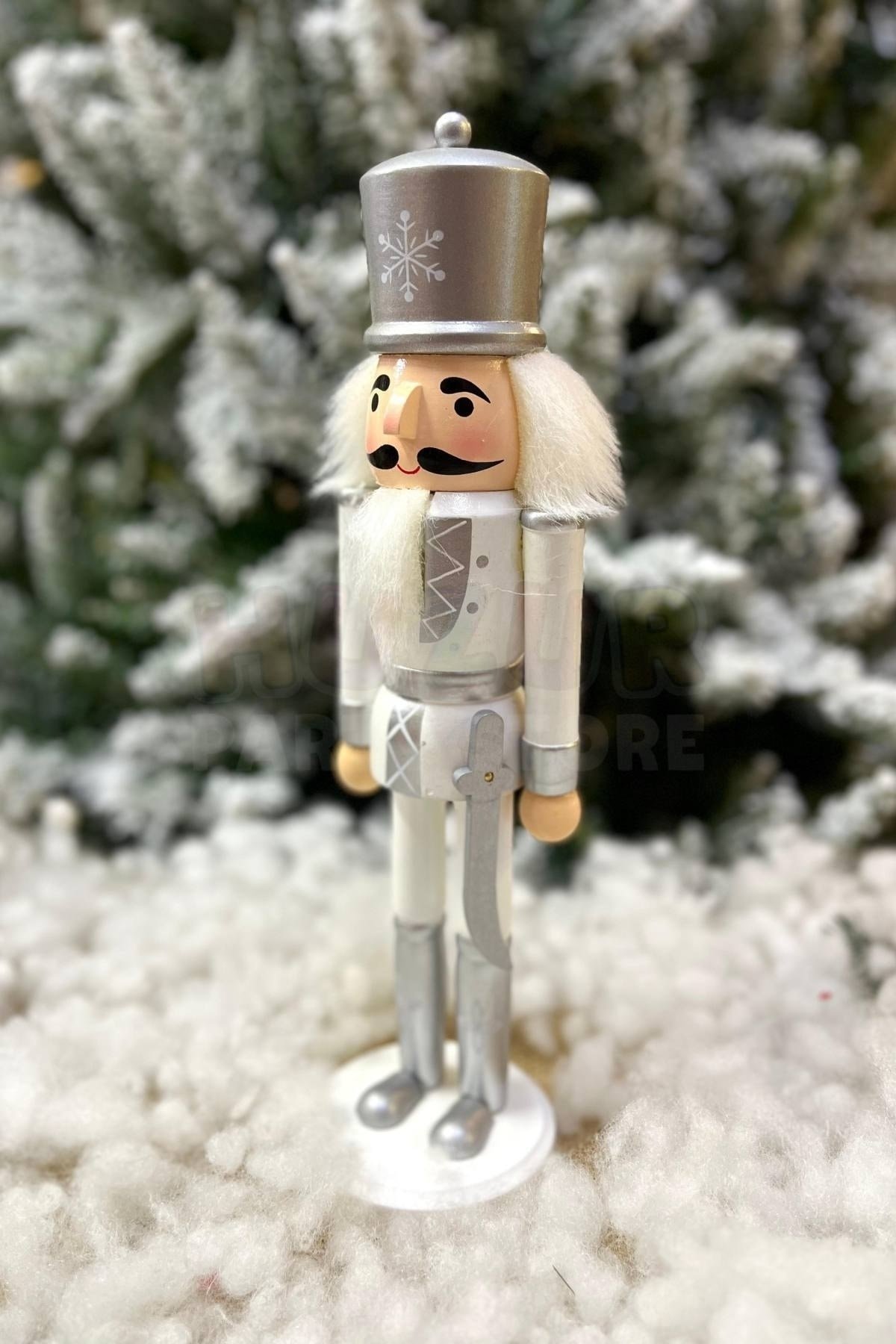 30 Cm Kılıçlı Fındıkkıran Gümüş Gri Beyaz Renkli Kurşun Asker Nutcracker Yılbaşı Yeni Yıl Dekoru