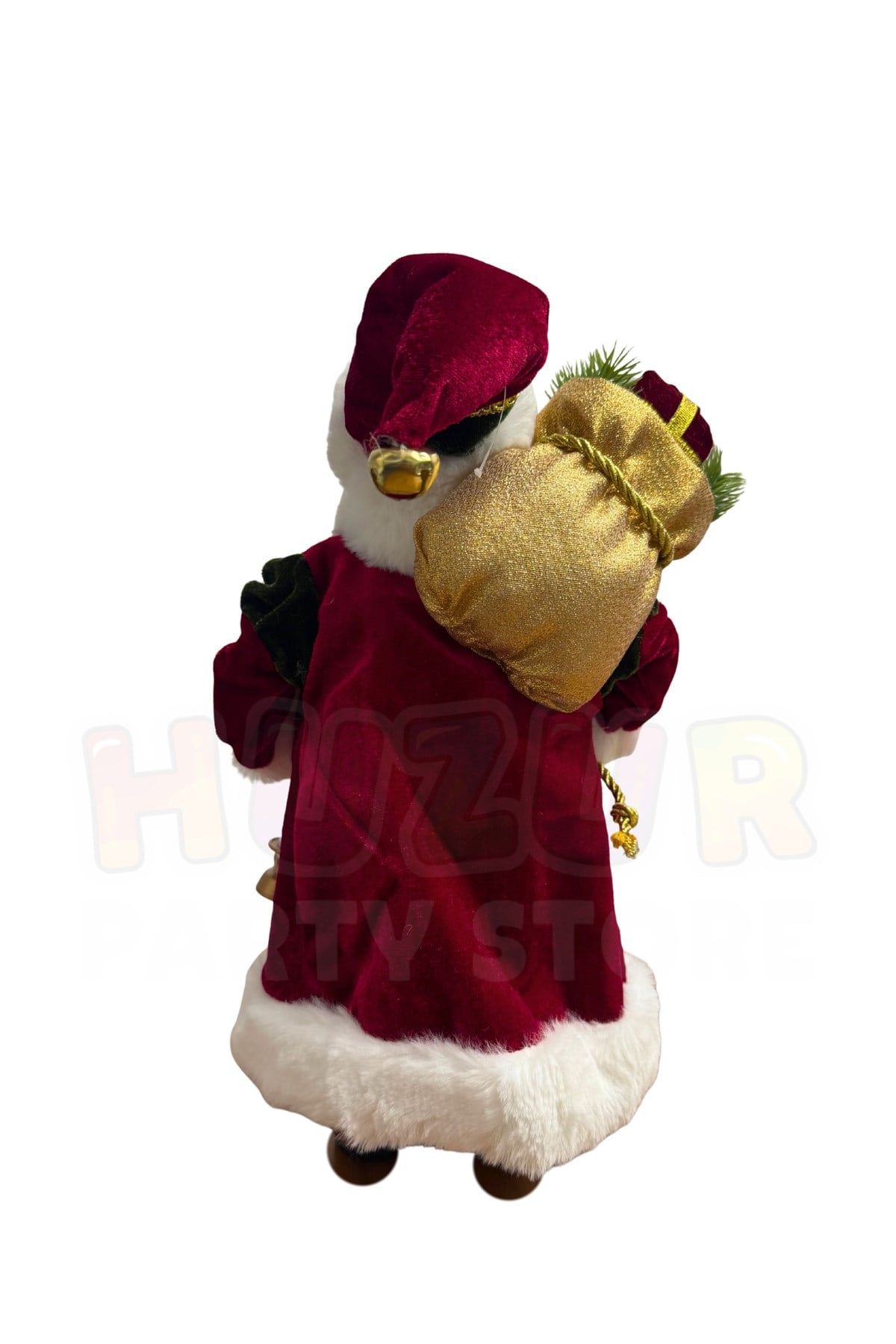 30 cm Kırmızı Noel Baba Figürü Hediye Çuvalı ve Fener Detaylı Yılbaşı Ağacı Dekoratif Masaüstü Süs