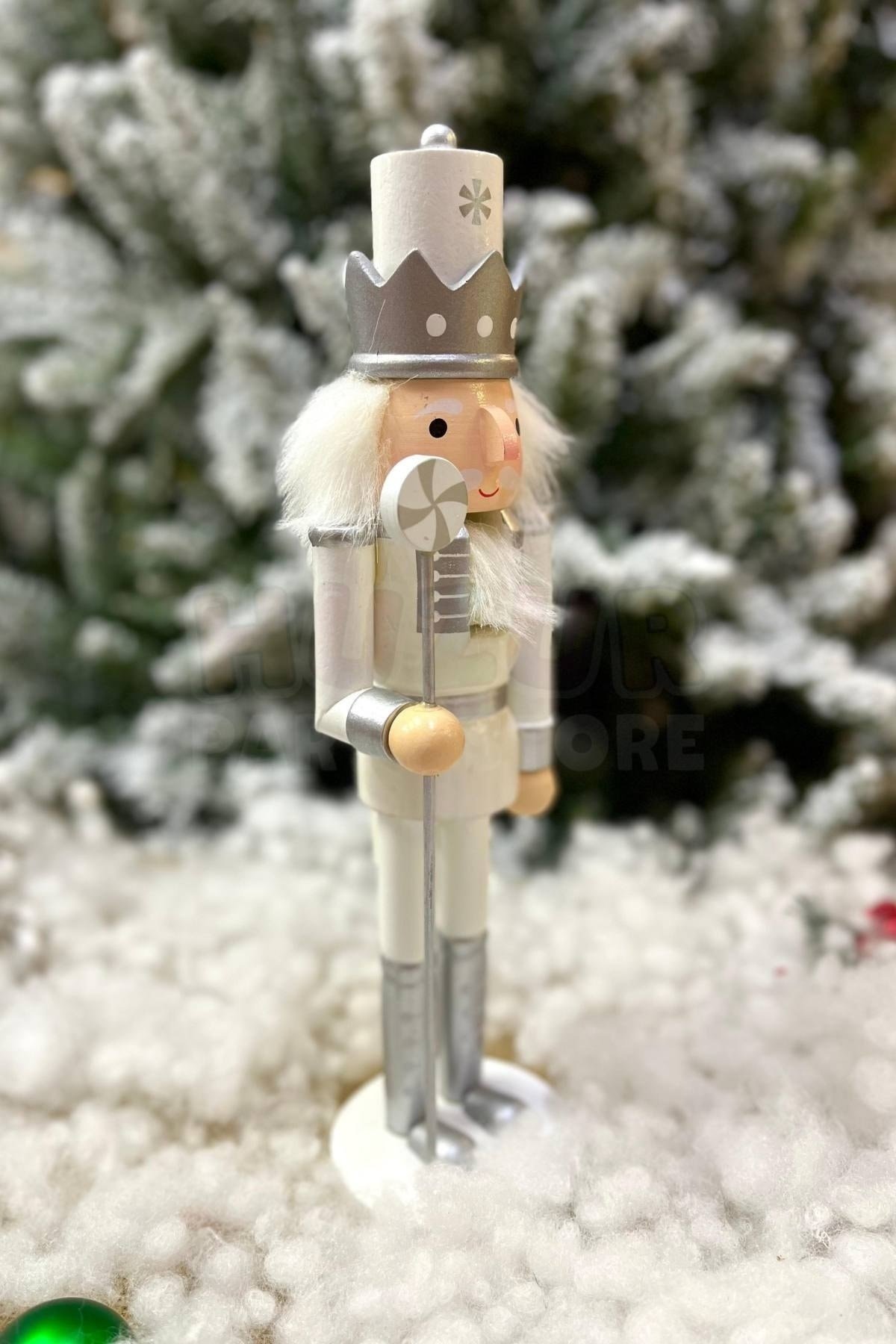 30 Cm Şekerli Fındıkkıran Gümüş Gri Beyaz Renkli Kurşun Asker Nutcracker Yılbaşı Yeni Yıl Dekoru