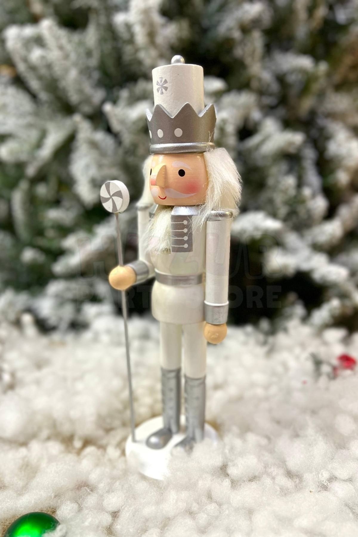 30 Cm Şekerli Fındıkkıran Gümüş Gri Beyaz Renkli Kurşun Asker Nutcracker Yılbaşı Yeni Yıl Dekoru