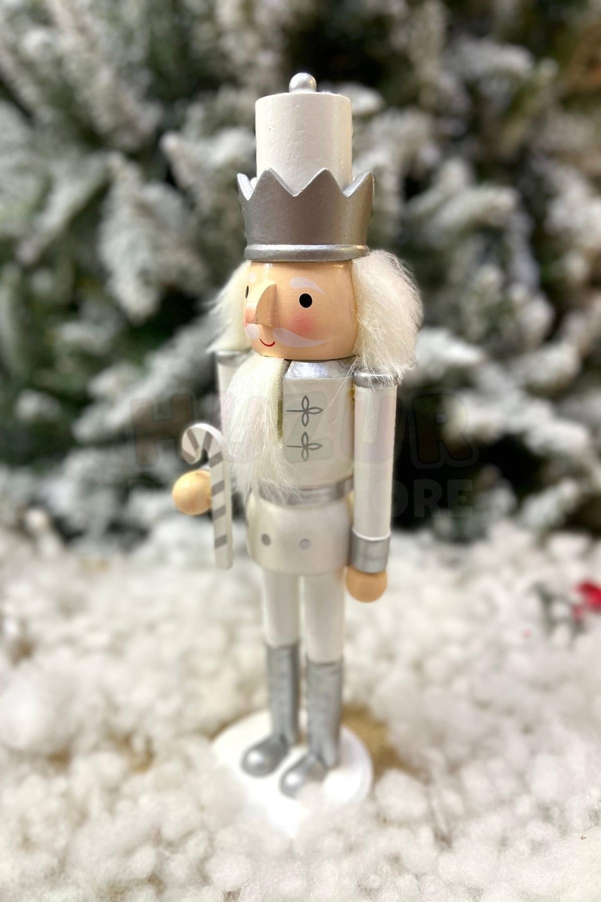 30 Cm Şekerli Fındıkkıran Gümüş Gri Beyaz Renkli Kurşun Asker Nutcracker Yılbaşı Yeni Yıl Dekoru