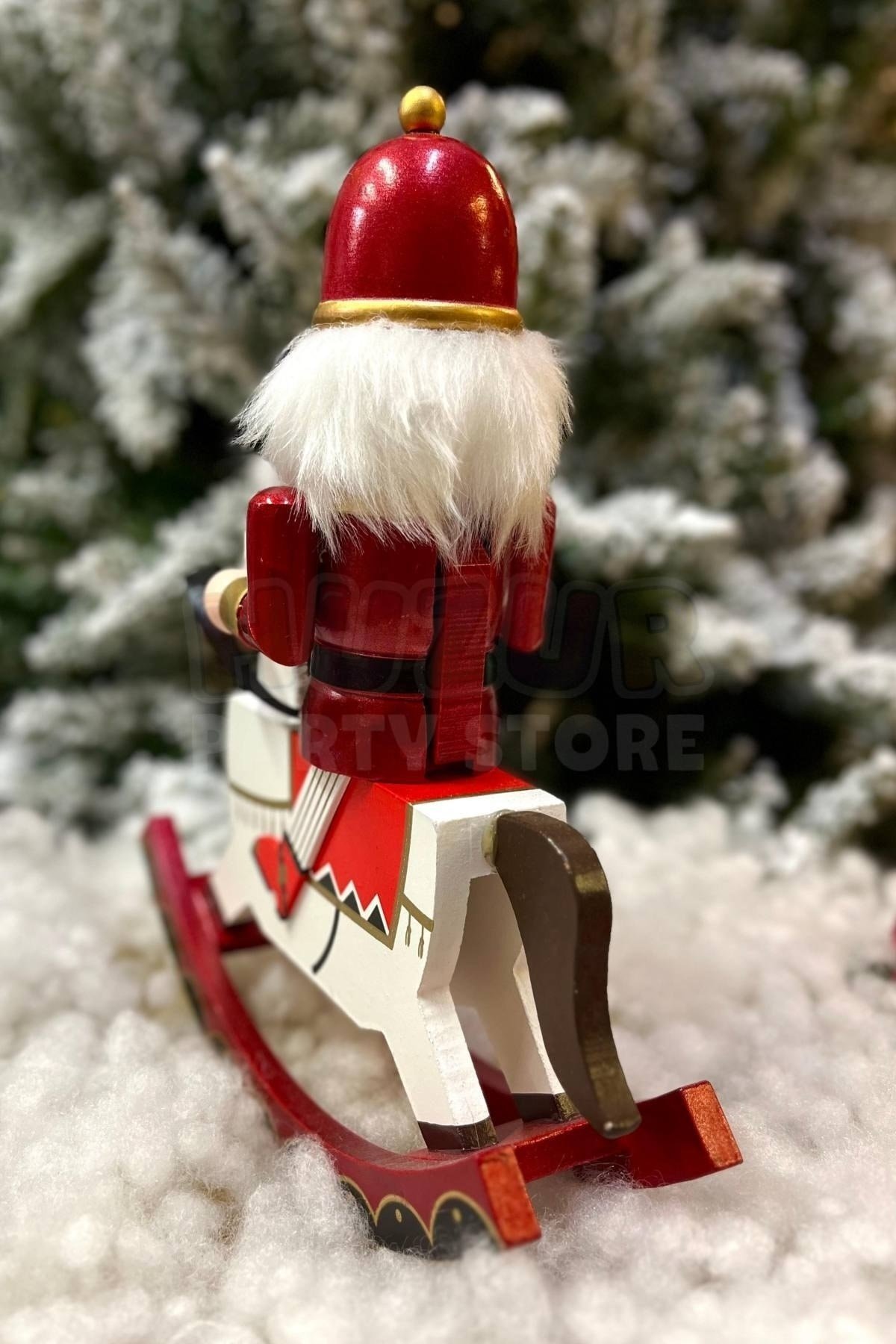 32 Cm Atlı Fındıkkıran Kırmızı Gold Renkli Ahşap Kurşun Asker Nutcracker Yılbaşı Yeni Yıl Dekoru