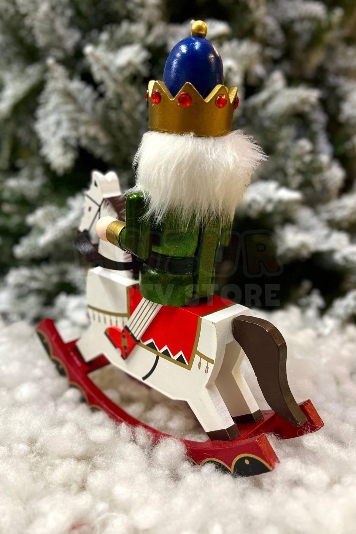 32 Cm Atlı Fındıkkıran Yeşil Gold Renkli Ahşap Kurşun Asker Nutcracker Yılbaşı Yeni Yıl Dekoru