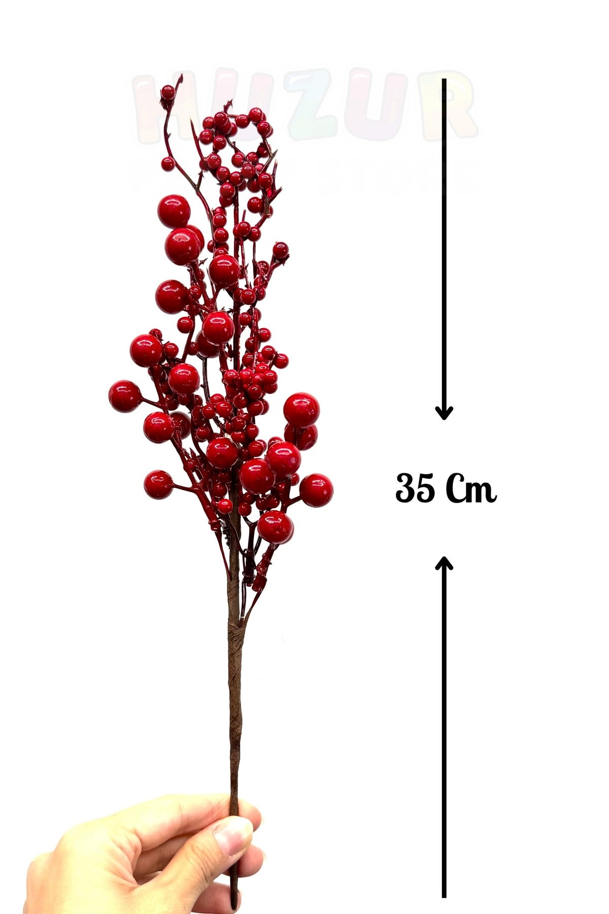 35 Cm Kırmızı Stick Kokinalı Berry Yapay Çiçek Yılbaşı Çam Ağacı Yeni Yıl Çiçeği Dekor Süsleme Dalı