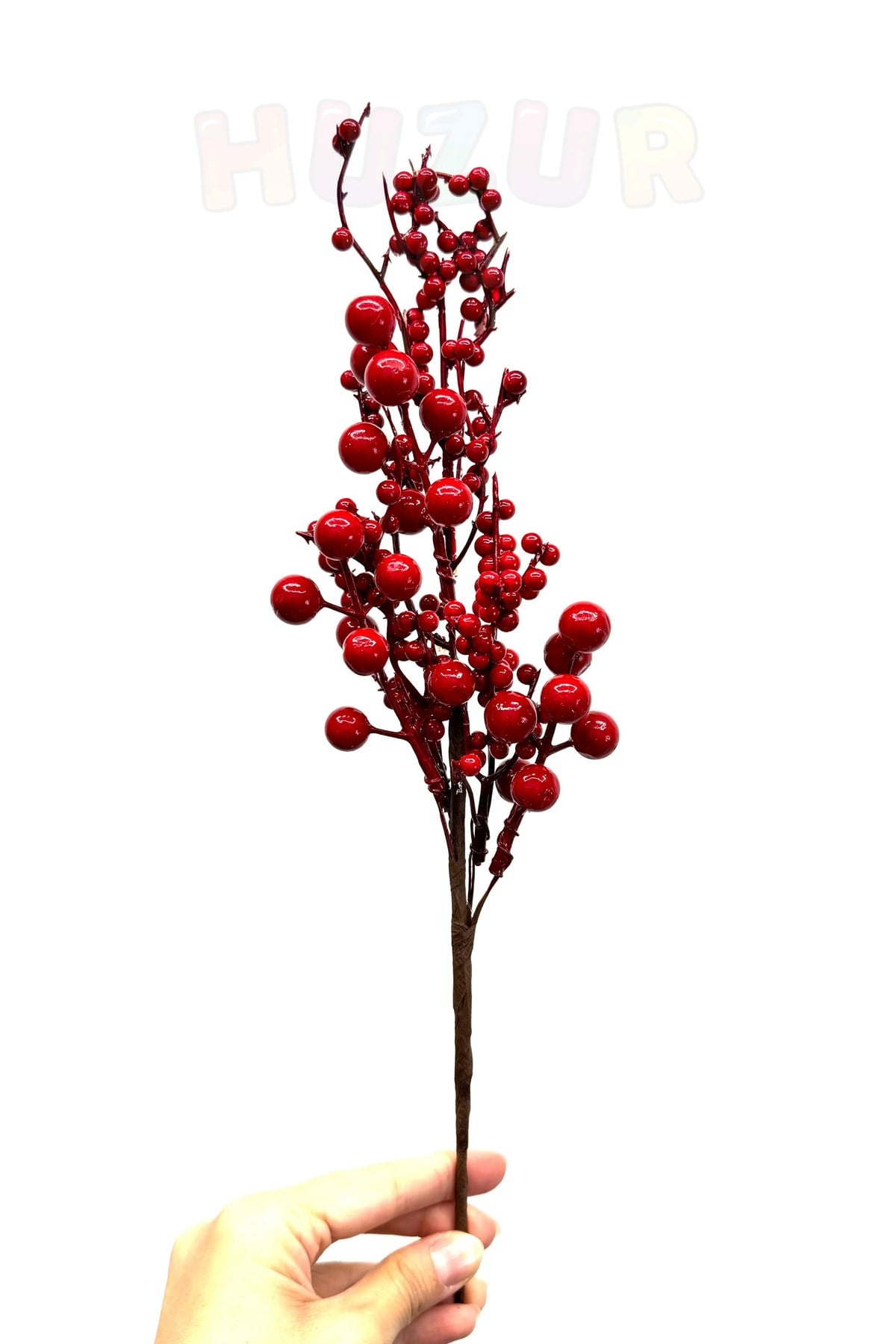 35 Cm Kırmızı Stick Kokinalı Berry Yapay Çiçek Yılbaşı Çam Ağacı Yeni Yıl Çiçeği Dekor Süsleme Dalı