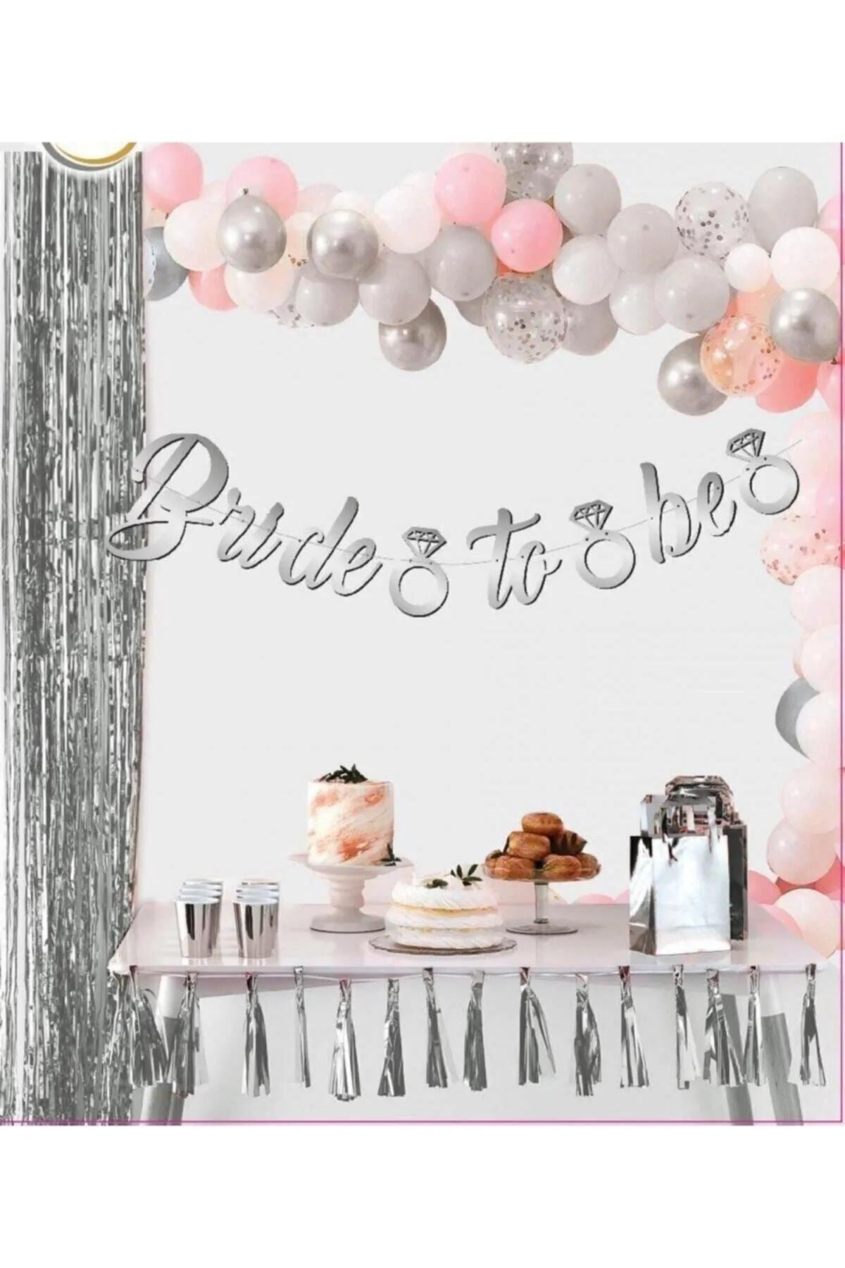 35 Parça Gümüş Bride To Be Seti Bekarlığa Veda Partisi Malzemeleri Kuşak Dövme Taç Balon Süsleri