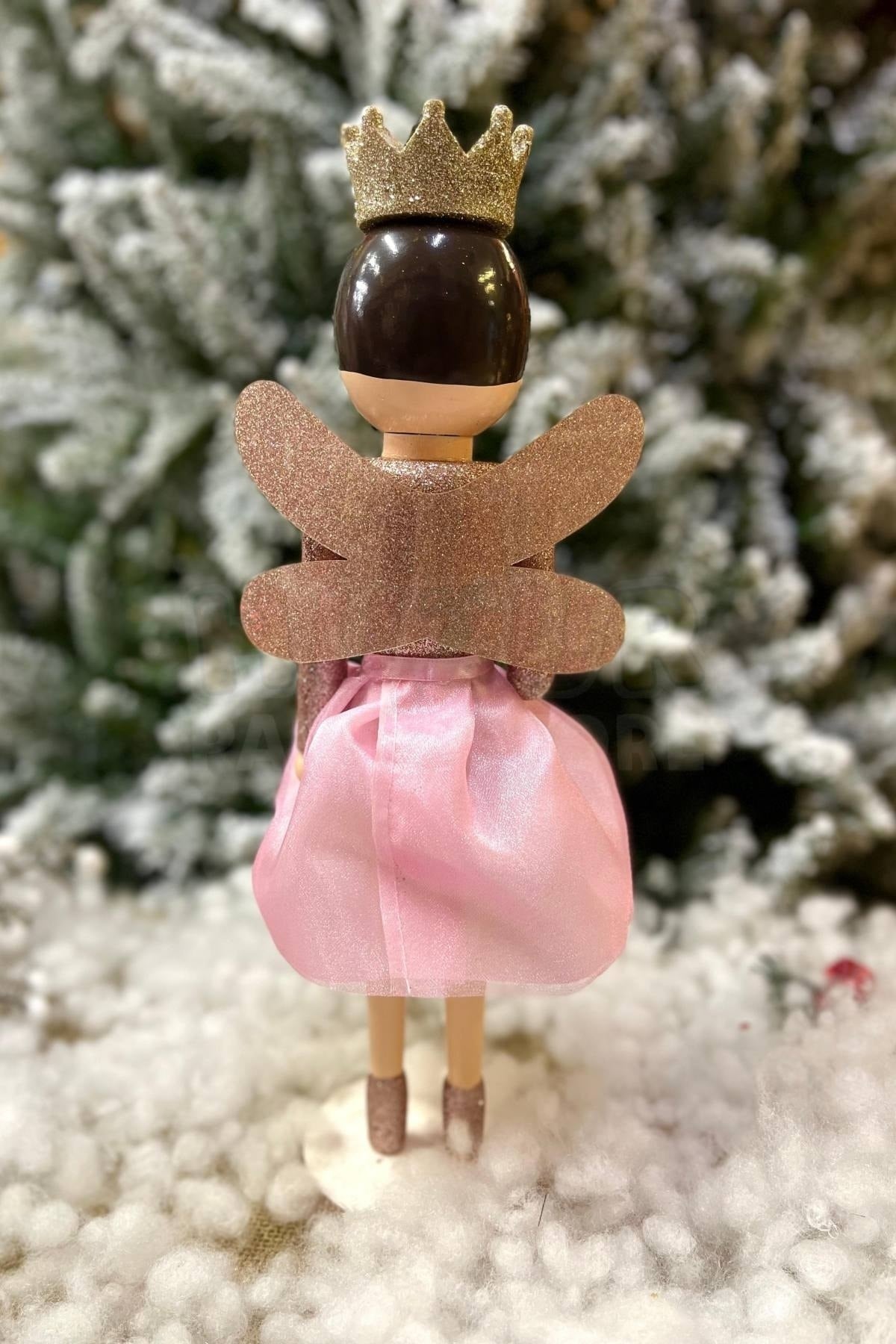 36 Cm Melek Fındıkkıran Pembe Rose Gold Renkli Yıldız Asalı Nutcracker Simli Yılbaşı Yeni Yıl Dekoru