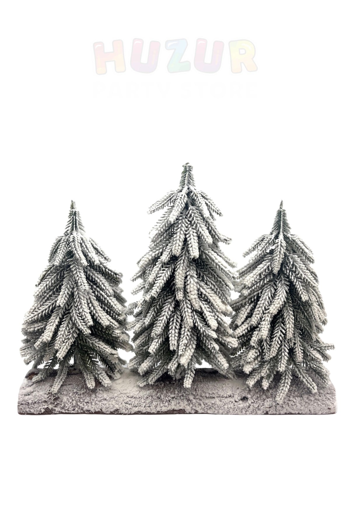 3lü Lüx Masa Çamı 40x30 Cm Karlı Gerçek Ağaç Görünümlü Yılbaşı Çam Ağacı Yeni Yıl Ağaç Dekoru