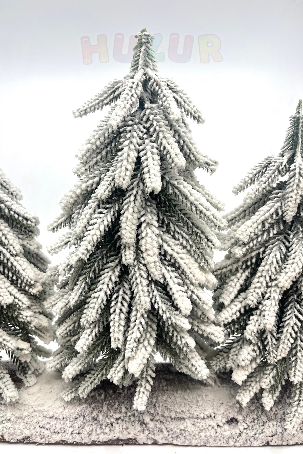 3lü Lüx Masa Çamı 40x30 Cm Karlı Gerçek Ağaç Görünümlü Yılbaşı Çam Ağacı Yeni Yıl Ağaç Dekoru