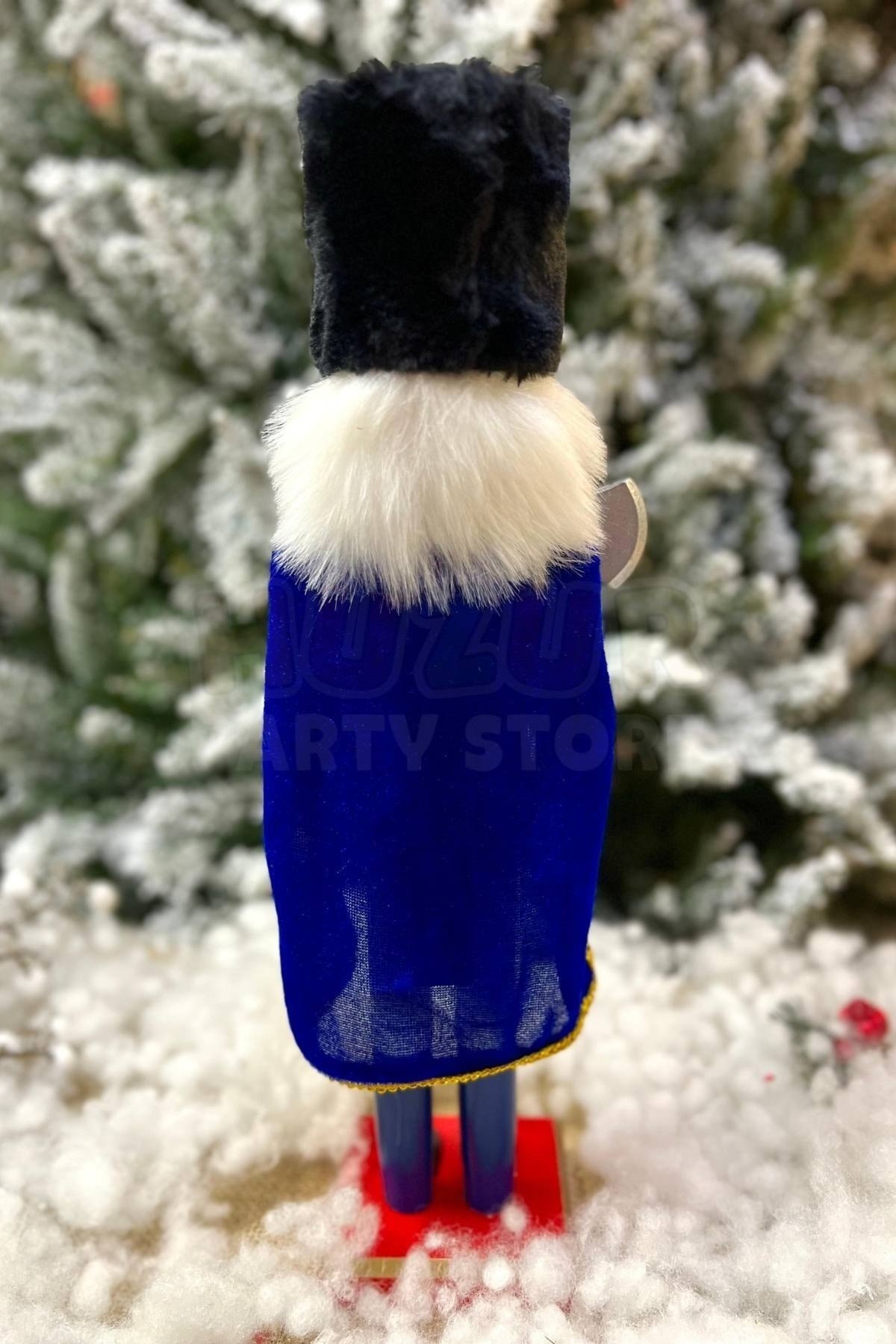 40 Cm Baltalı Fındıkkıran Lacivert Pelerinli Kurşun Asker Nutcracker Yılbaşı Yeni Yıl Dekoru
