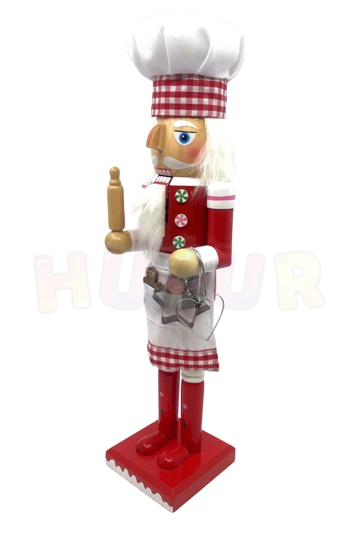 40 Cm El Yapımı Aşçı Fındıkkıran Kurşun Asker Kurabiye Kalıbı Merdane Yılbaşı Yeni Yıl Nutcracker