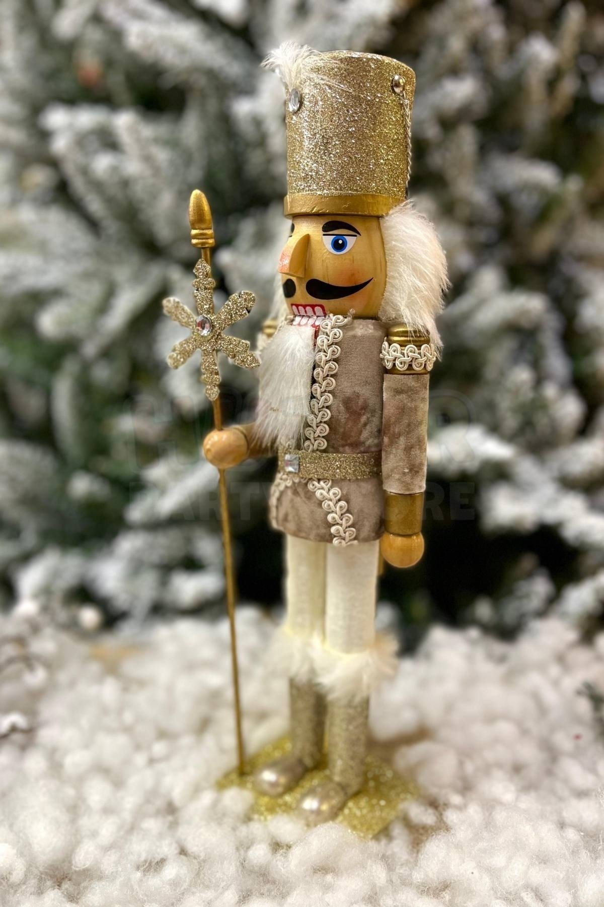 40 Cm Fındıkkıran Kutup Yıldızı Mızraklı Gold Renkli Kurşun Asker Nutcracker Yılbaşı Yeni Yıl Dekoru